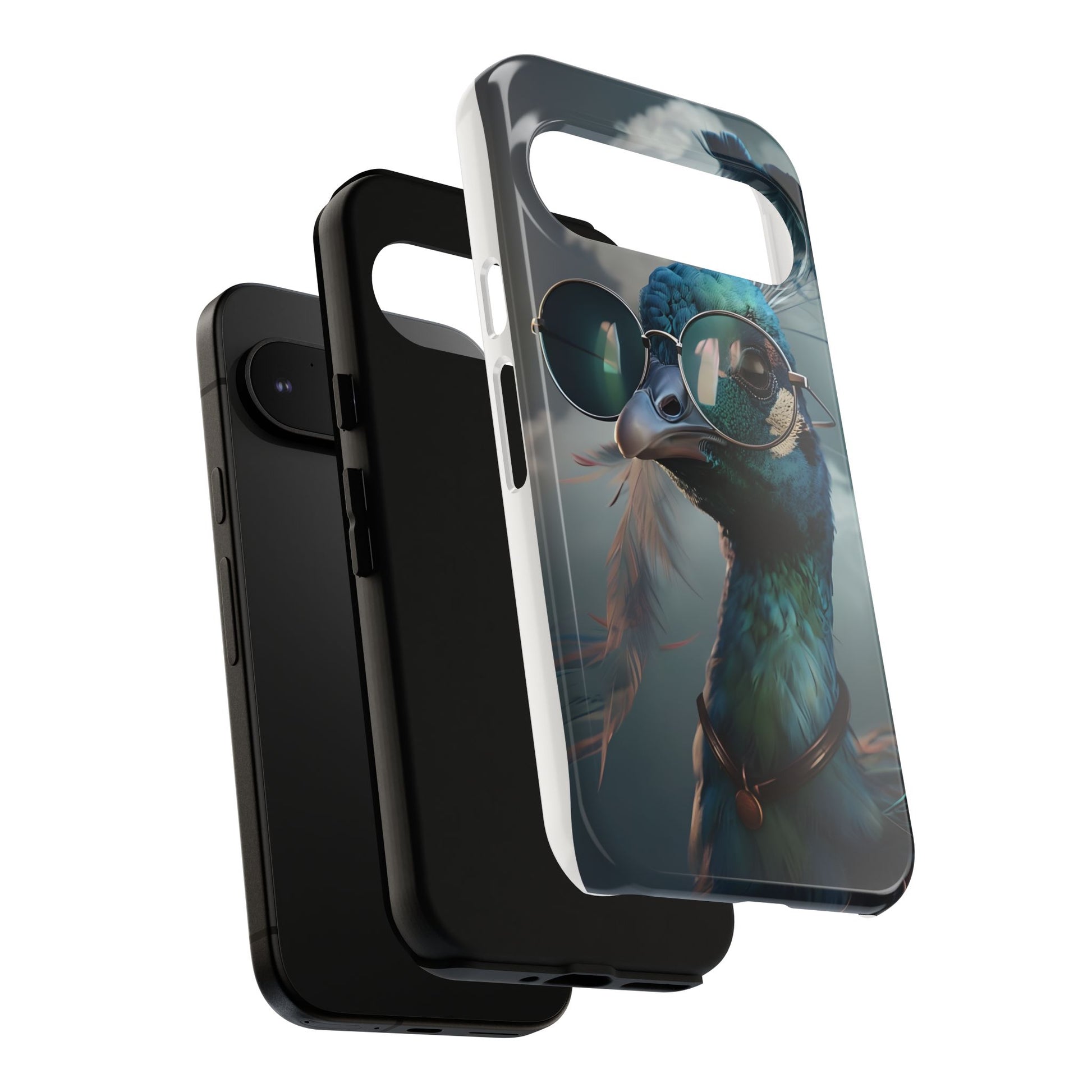 Phone Case, Peacock Design, Neon Lighting, Unique Gift, Hard Shell Cover, Protective Sleeve