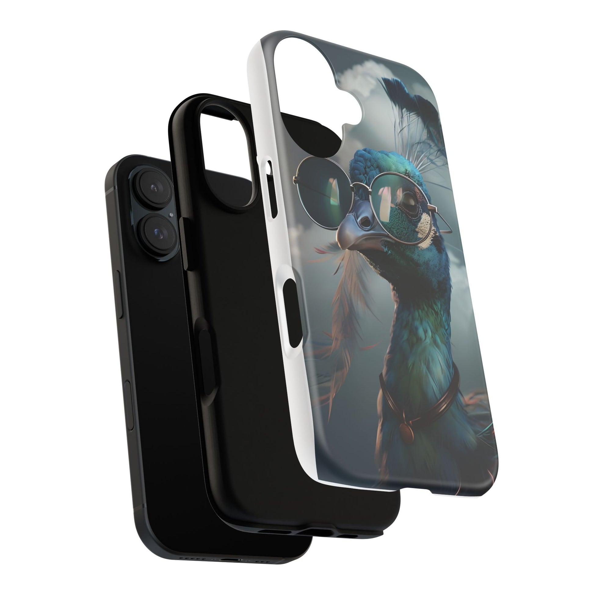 Phone Case, Peacock Design, Neon Lighting, Unique Gift, Hard Shell Cover, Protective Sleeve