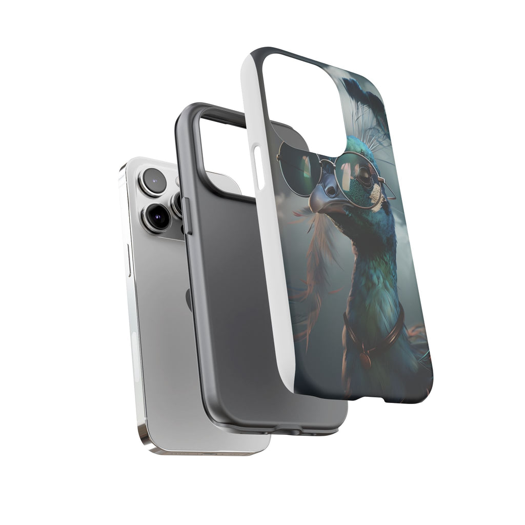 Phone Case, Peacock Design, Neon Lighting, Unique Gift, Hard Shell Cover, Protective Sleeve