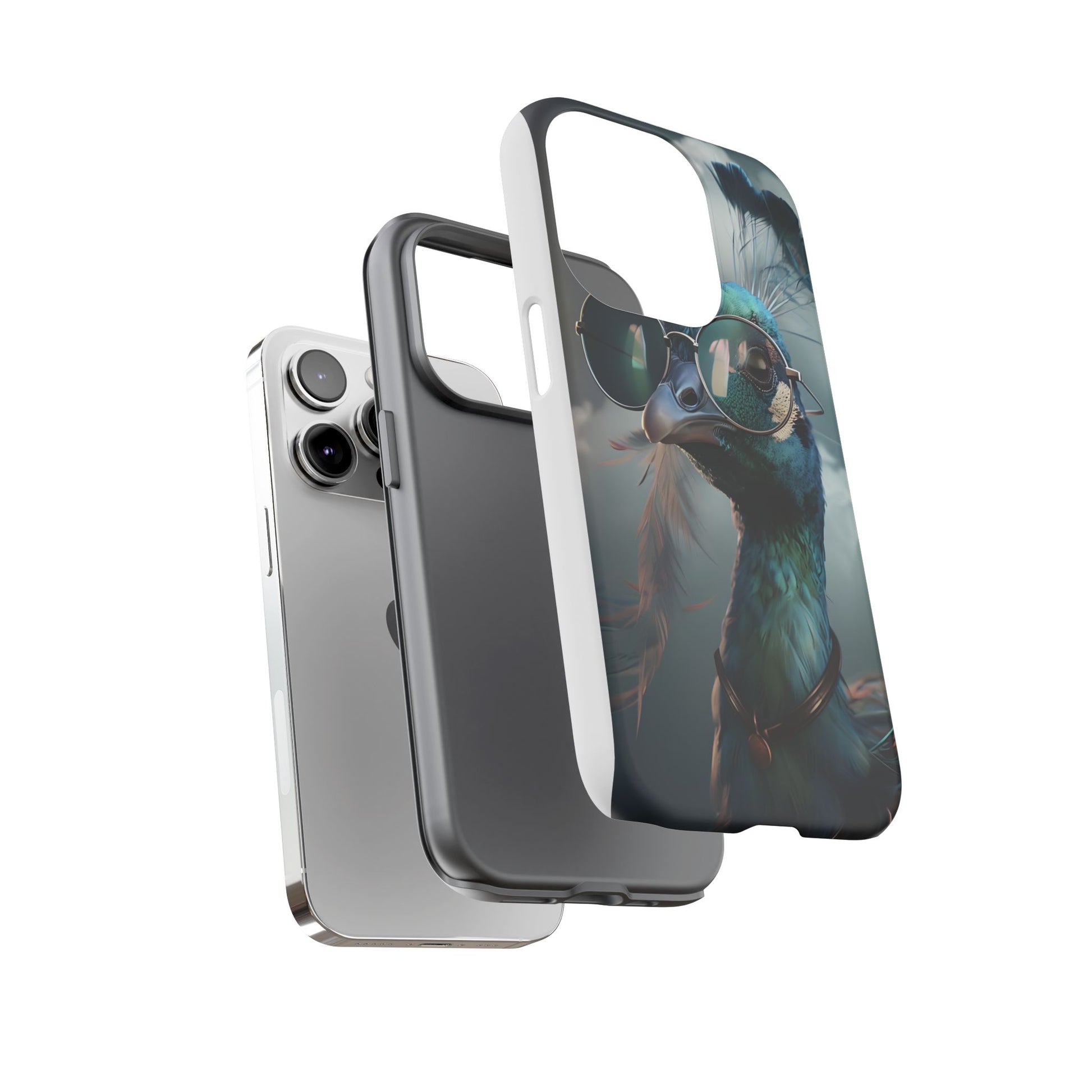 Phone Case, Peacock Design, Neon Lighting, Unique Gift, Hard Shell Cover, Protective Sleeve