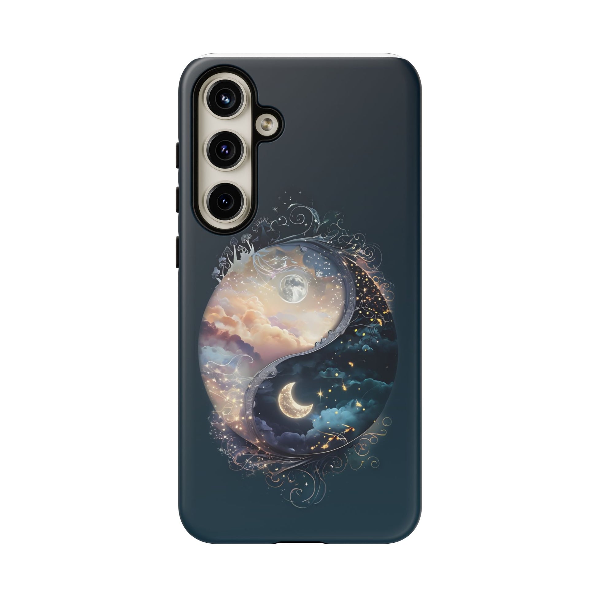Phone Case, Yin-Yang Symbol Design, Whimsical Day Night Fantasy Print, Protective Cover, Tough Skin, Phone Accessories, Phone Protection