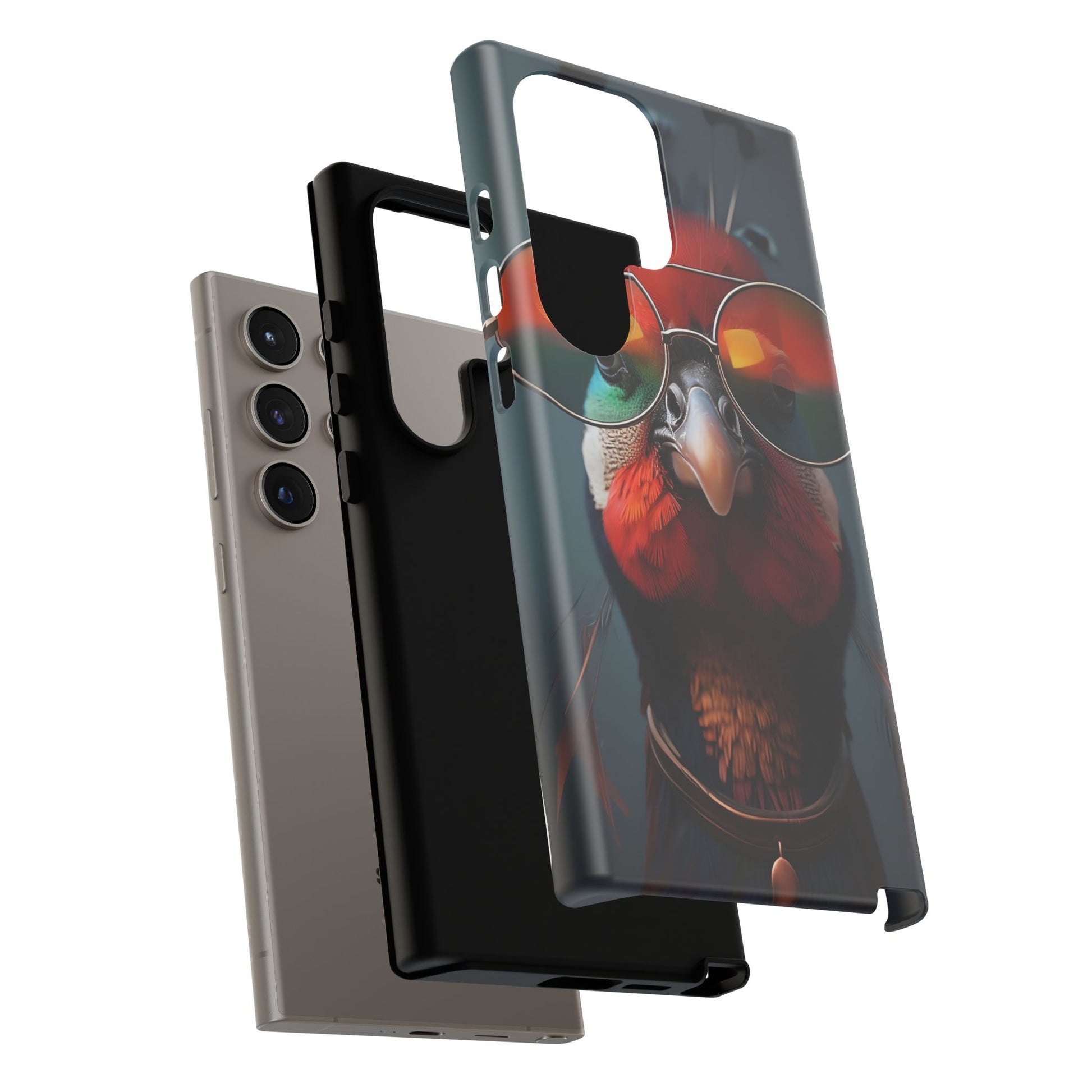 Phone Cases, Bright Exotic Bird in Cool Sunglasses, Protective Tough Cover, Tropical Animal Print, Unique Gift for Bird Lovers, Accessories