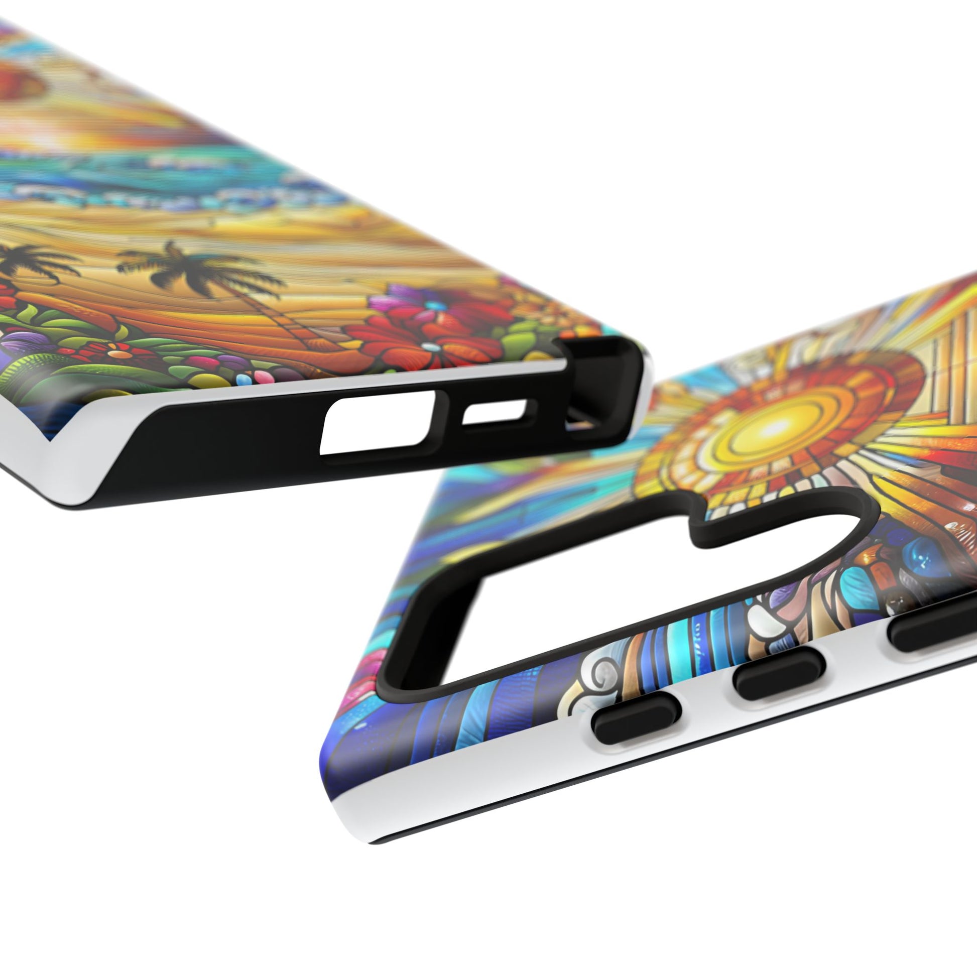 Stained Glass Tough Cases, Protective Phone Case, Nature Inspired Smartphone Cover, Beach Day Summer Accessories, Ocean Lover Gift