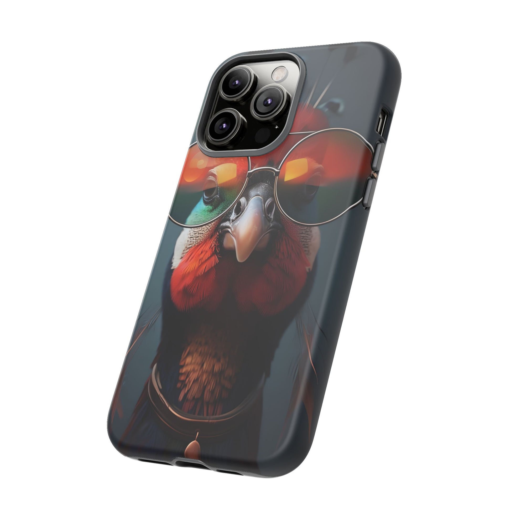 Phone Cases, Bright Exotic Bird in Cool Sunglasses, Protective Tough Cover, Tropical Animal Print, Unique Gift for Bird Lovers, Accessories
