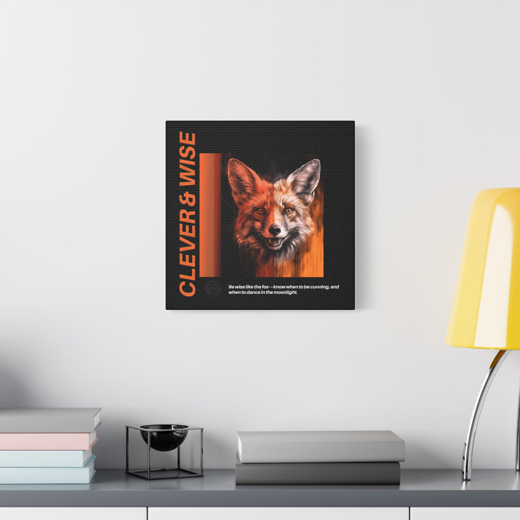 Fox Canvas Art, Inspirational & Wise Wall Decor, Nature Gift, Wildlife, Abstract Animal Artwork, Clever Motivational Matte Canvas