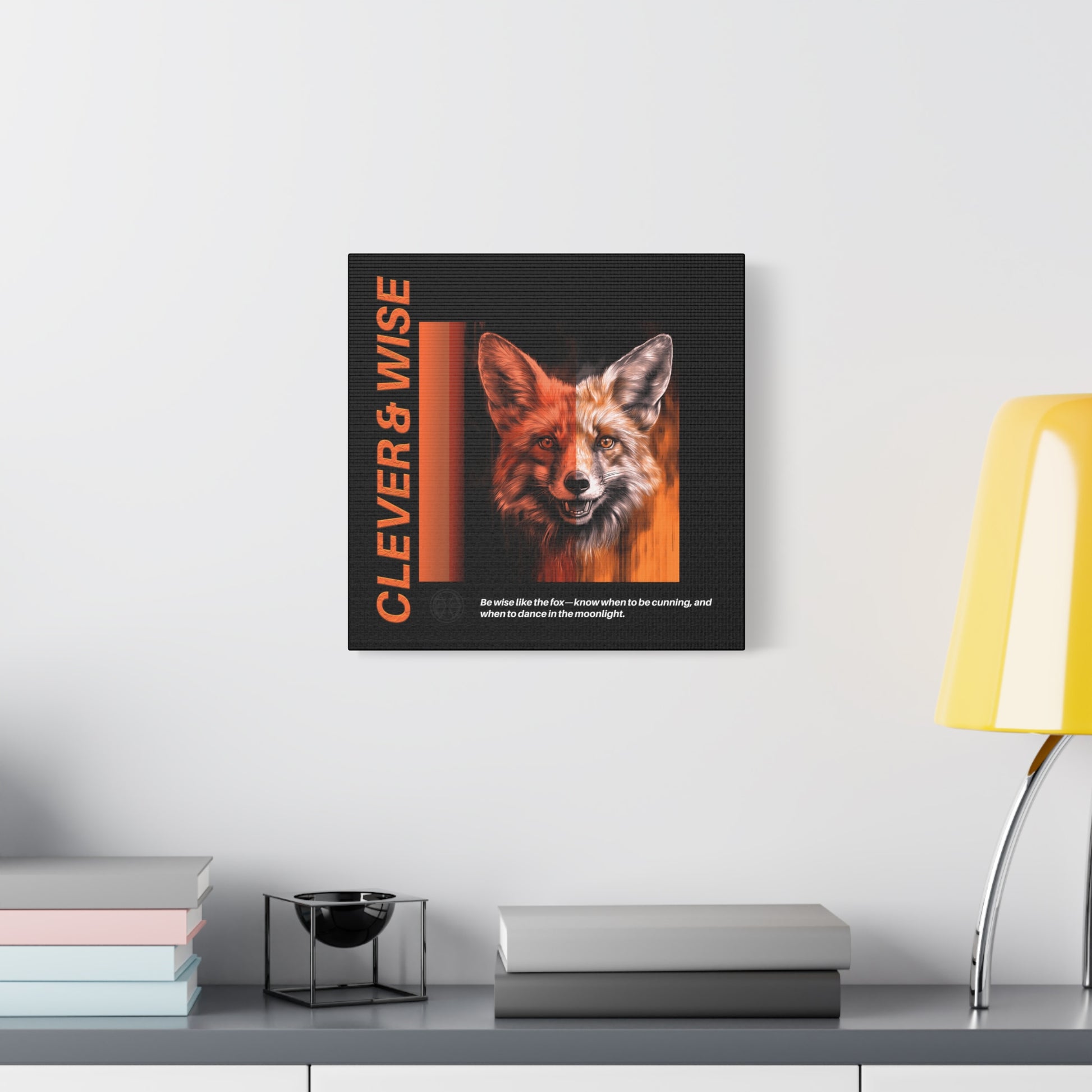 Fox Canvas Art, Inspirational & Wise Wall Decor, Nature Gift, Wildlife, Abstract Animal Artwork, Clever Motivational Matte Canvas