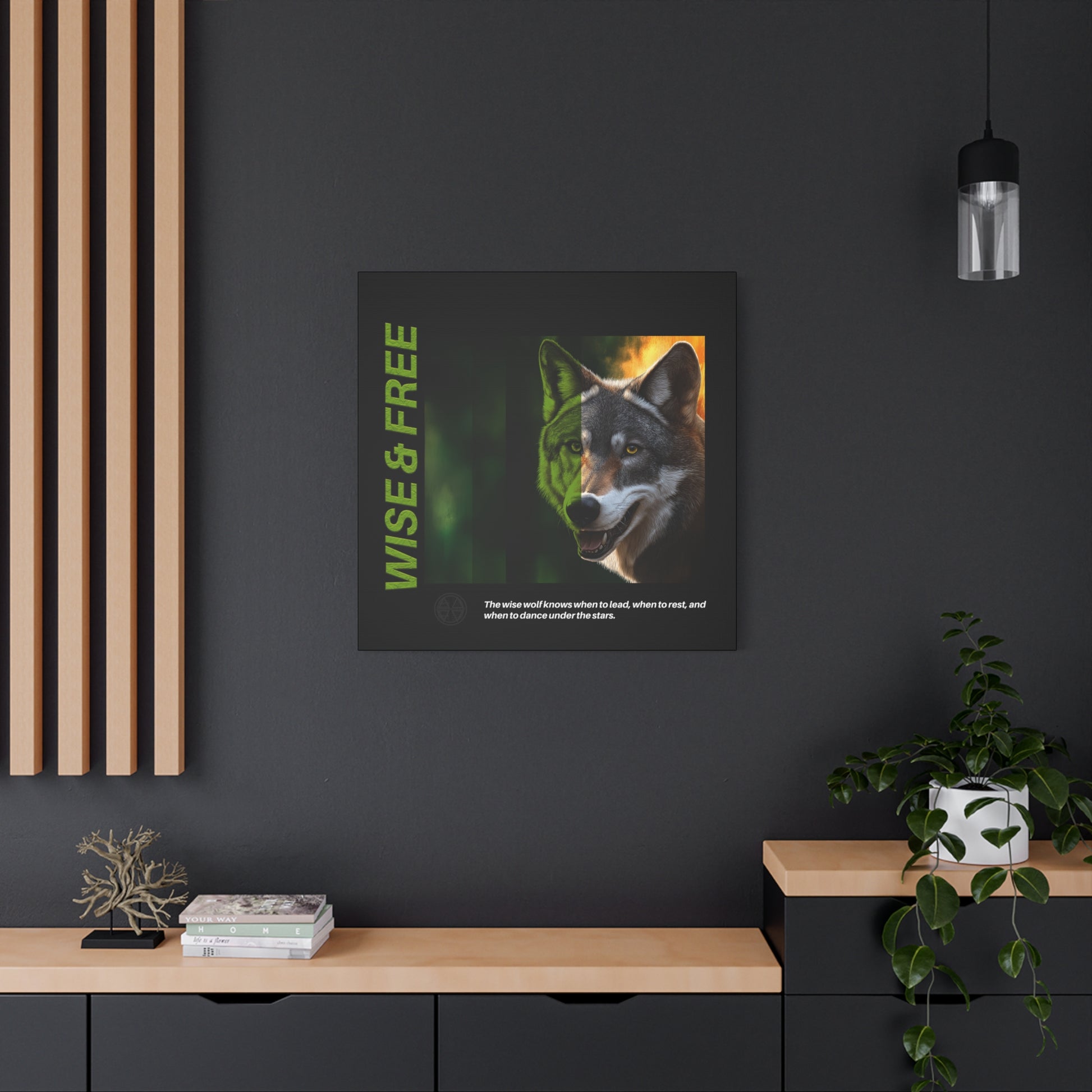 Canvas Art, Wise & Free Wall Decor, Inspirational Wolf, Motivational Home Decor, Nature-Themed Gift