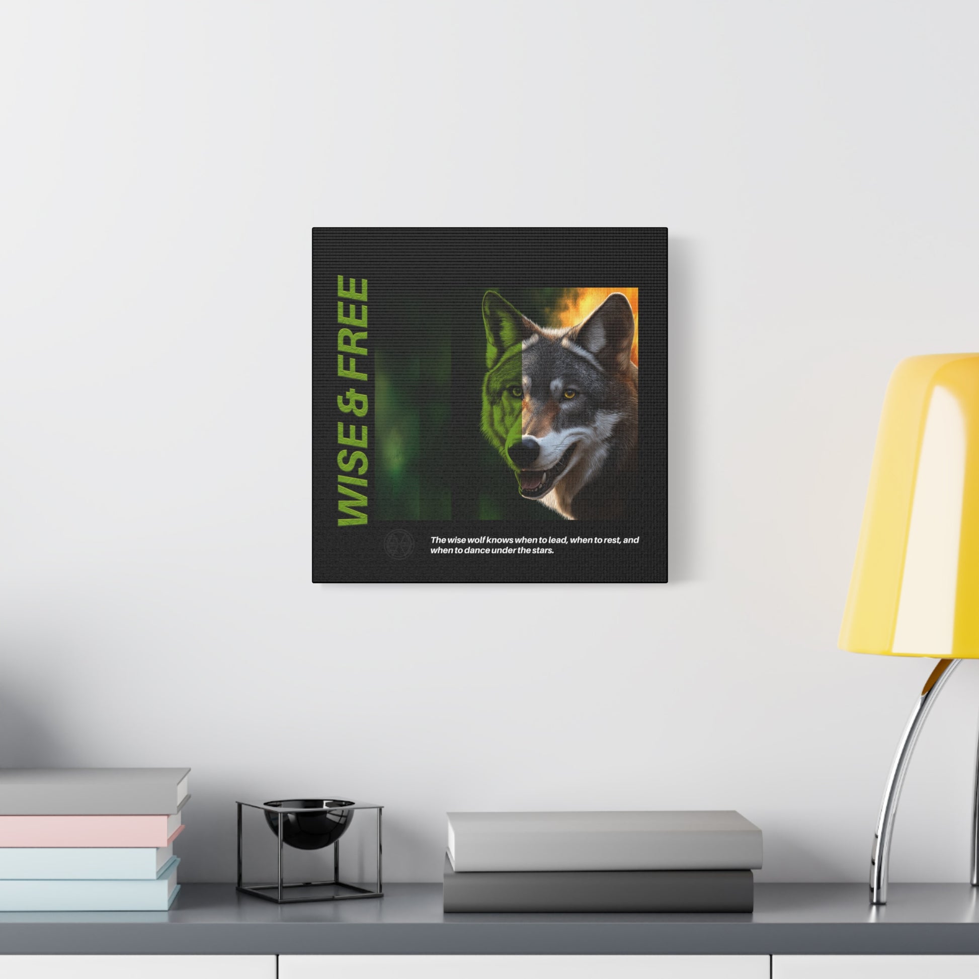Canvas Art, Wise & Free Wall Decor, Inspirational Wolf, Motivational Home Decor, Nature-Themed Gift