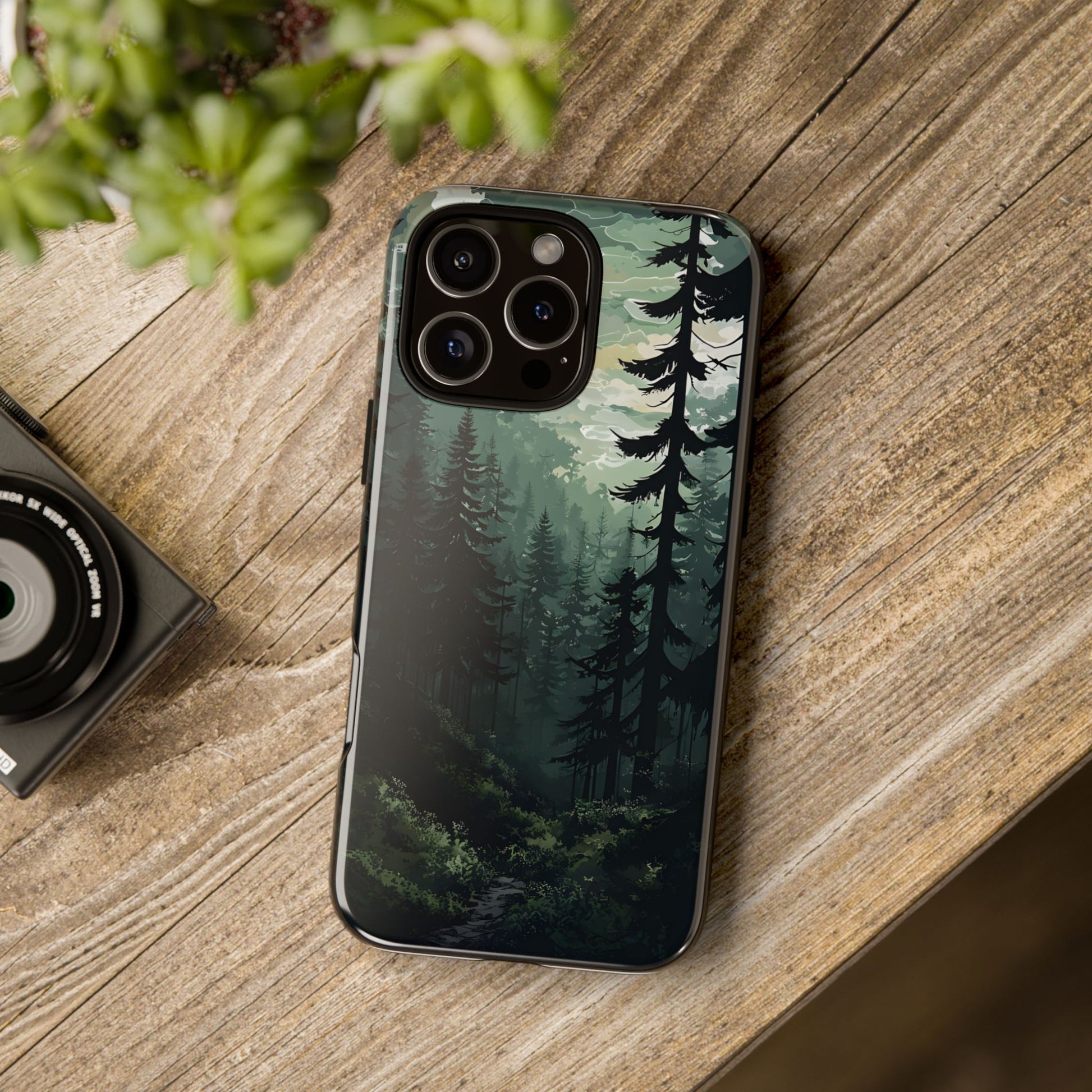 Phone Case, Serene Forest Landscape Digital Illustration Phone Case Cover, Tough Protective Cover, Unique Gift, Trendy