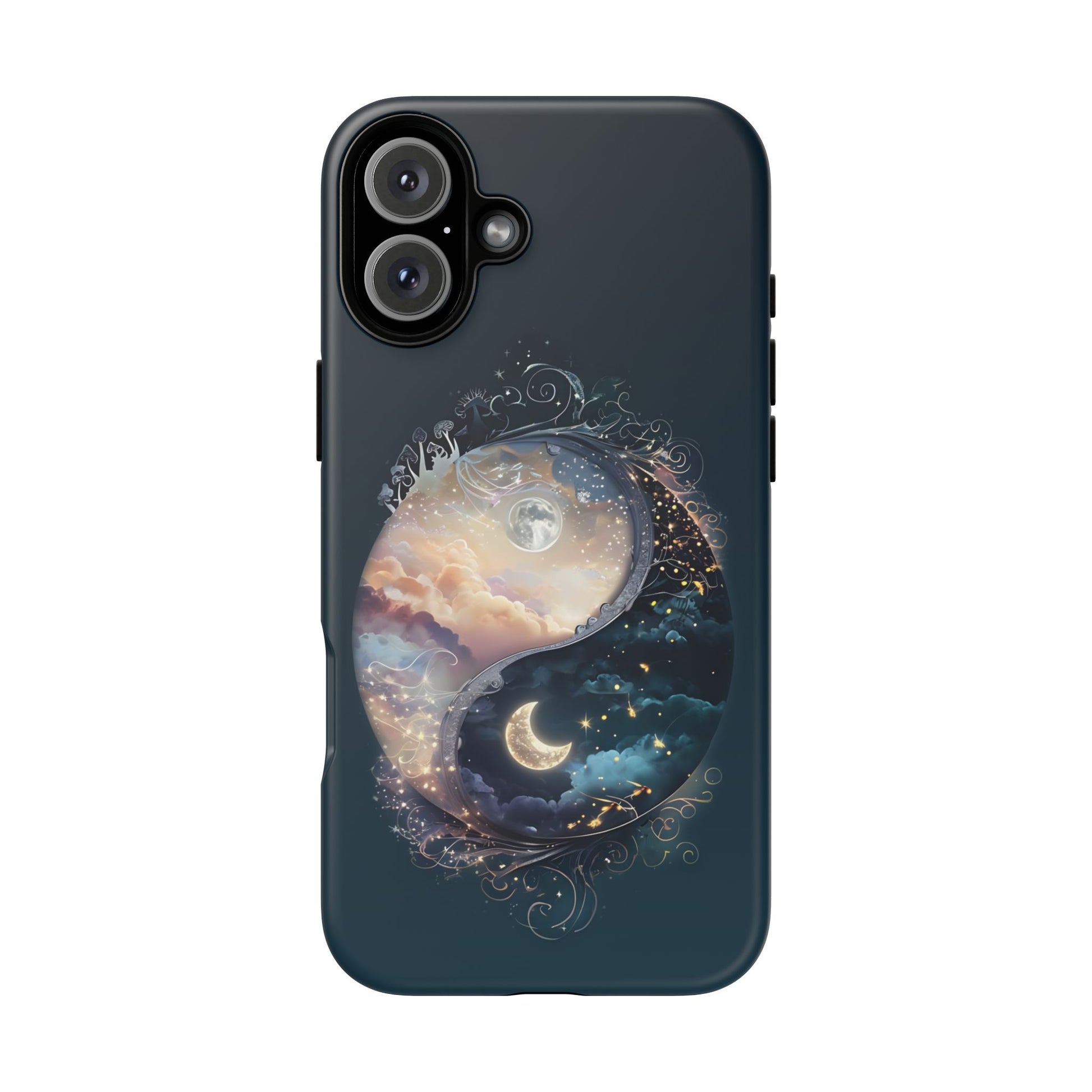 Phone Case, Yin-Yang Symbol Design, Whimsical Day Night Fantasy Print, Protective Cover, Tough Skin, Phone Accessories, Phone Protection