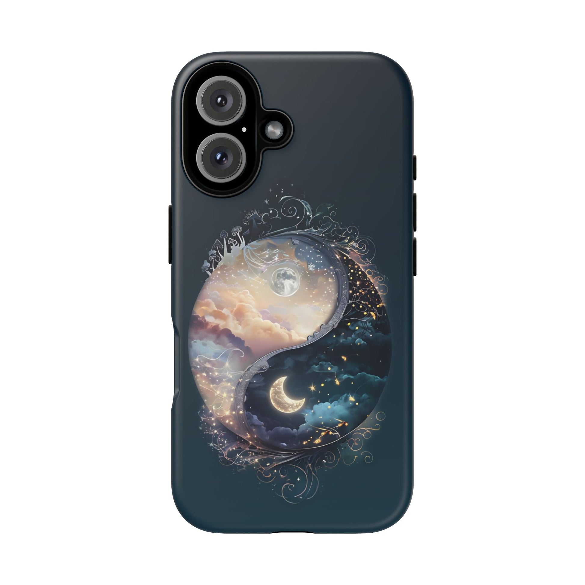 Phone Case, Yin-Yang Symbol Design, Whimsical Day Night Fantasy Print, Protective Cover, Tough Skin, Phone Accessories, Phone Protection