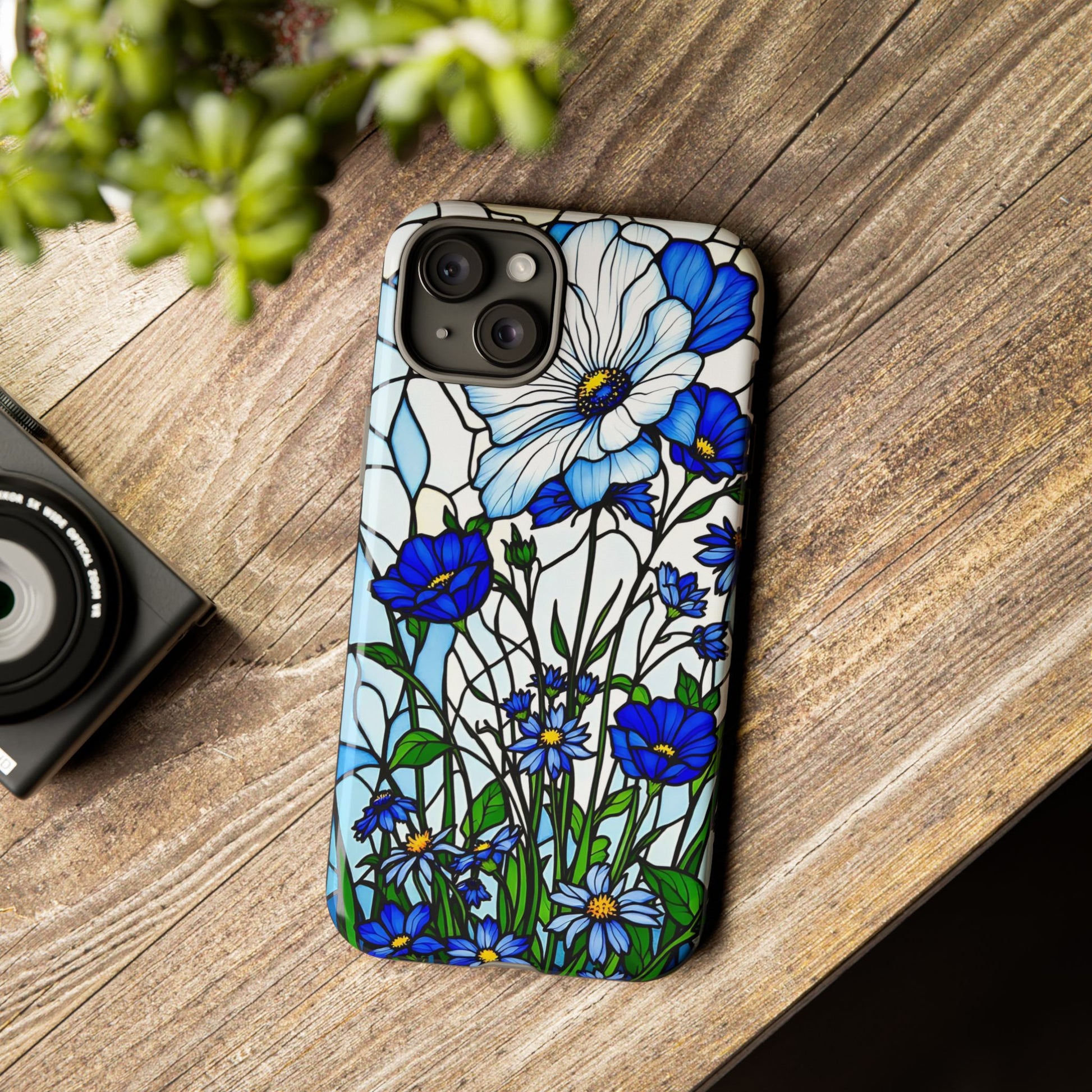 Botanical Stained Glass Tough Case - Floral Phone Cover, Protective Phone Case, Flower Pattern Phone Shell, Nature Inspired Smartphone Case,