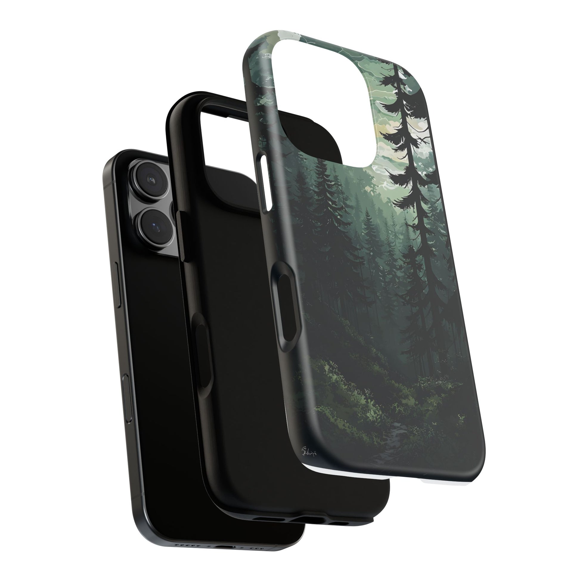 Phone Case, Serene Forest Landscape Digital Illustration Phone Case Cover, Tough Protective Cover, Unique Gift, Trendy
