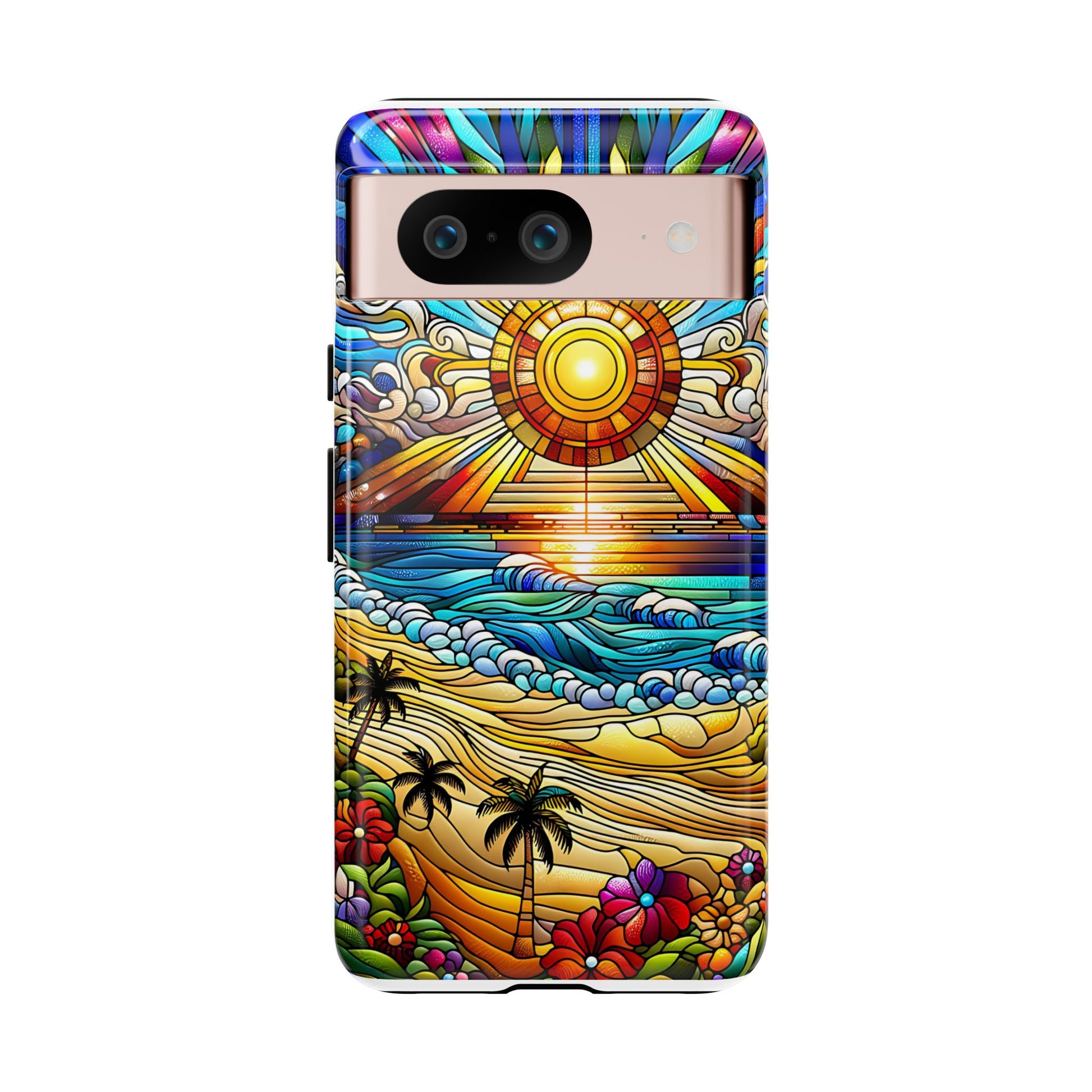 Stained Glass Tough Cases, Protective Phone Case, Nature Inspired Smartphone Cover, Beach Day Summer Accessories, Ocean Lover Gift