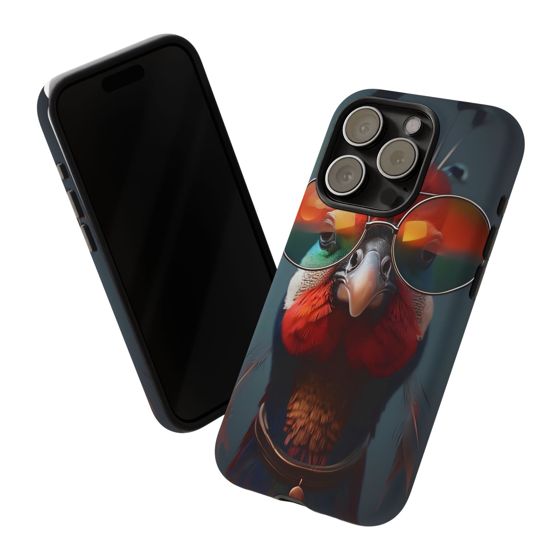 Phone Cases, Bright Exotic Bird in Cool Sunglasses, Protective Tough Cover, Tropical Animal Print, Unique Gift for Bird Lovers, Accessories
