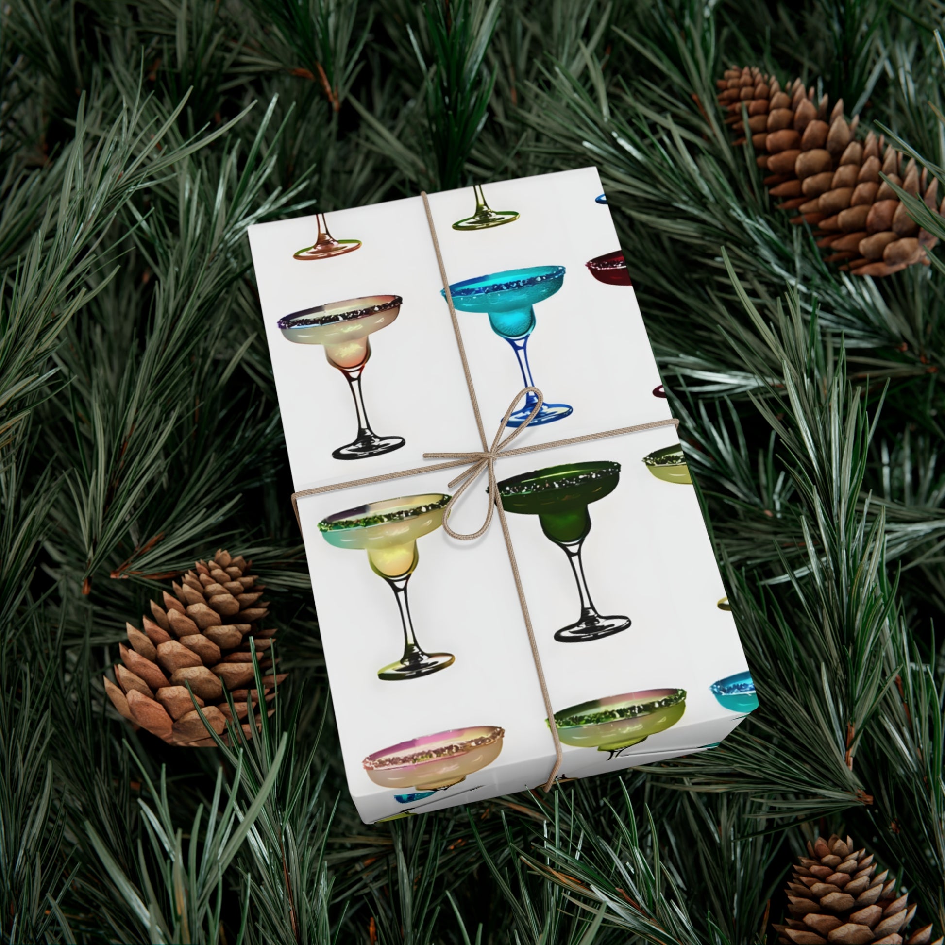 Wrapping Paper, Colorful Margaritas On White Background - Gift Wrap Rolls, Eco-Friendly Gift Wrap, Holiday