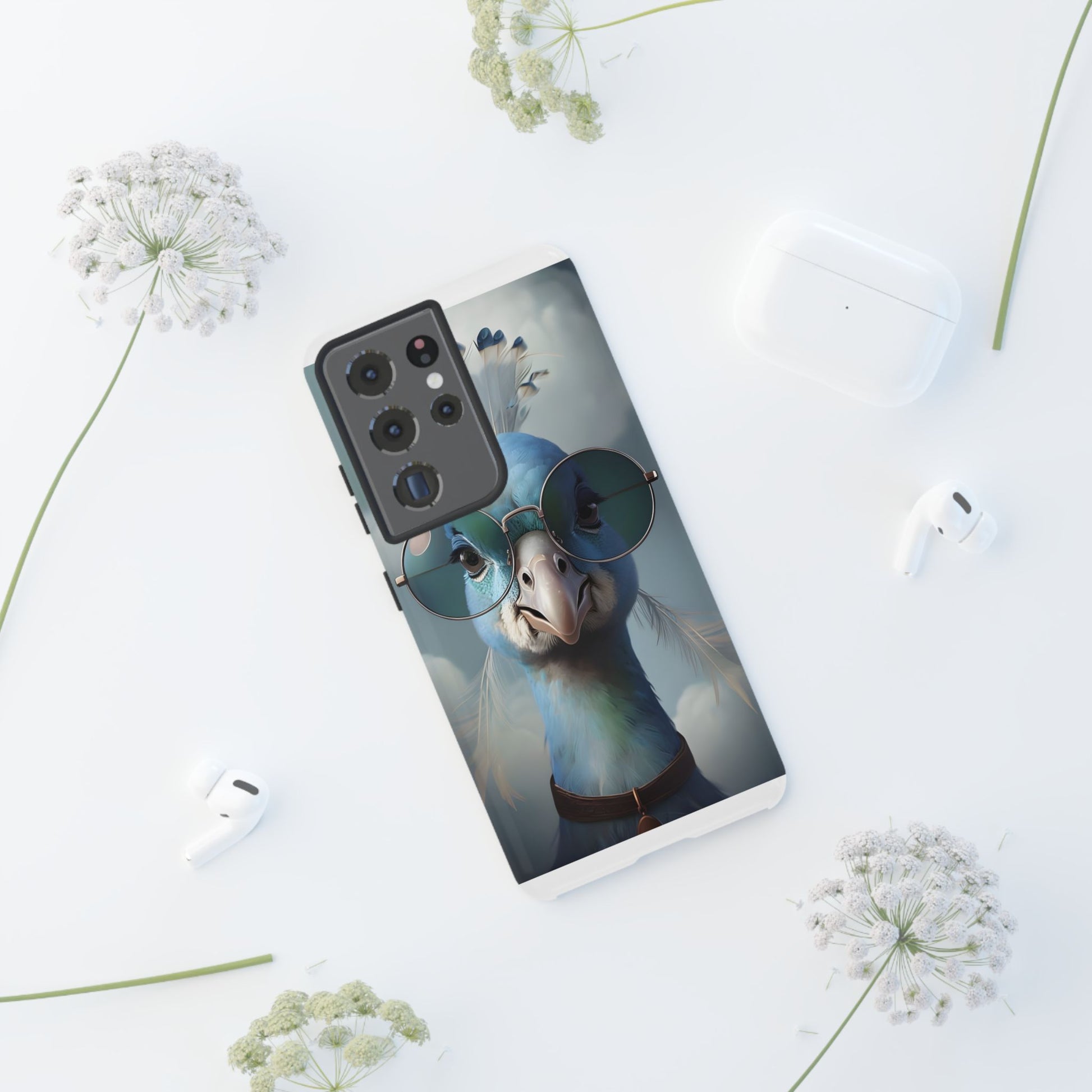 Phone Case, Glamorous Peacock Wearing Sunglasses - Protective Cover, Unique Gift, Trendy Accessories, Animal Lover, Fashionable Mobile Shell