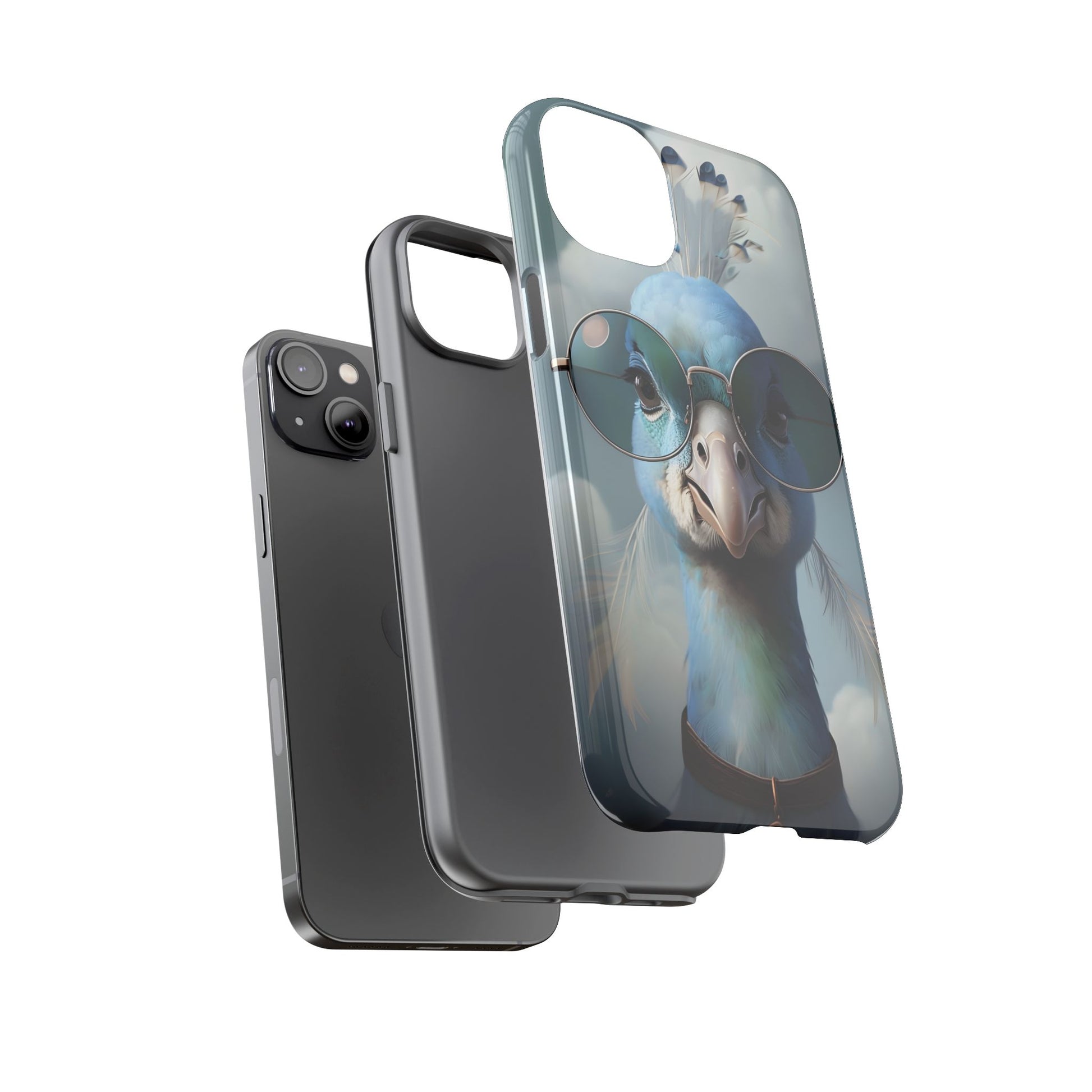 Phone Case, Glamorous Peacock Wearing Sunglasses - Protective Cover, Unique Gift, Trendy Accessories, Animal Lover, Fashionable Mobile Shell