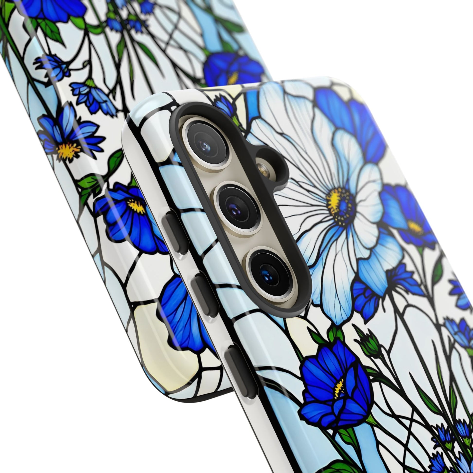 Botanical Stained Glass Tough Case - Floral Phone Cover, Protective Phone Case, Flower Pattern Phone Shell, Nature Inspired Smartphone Case,