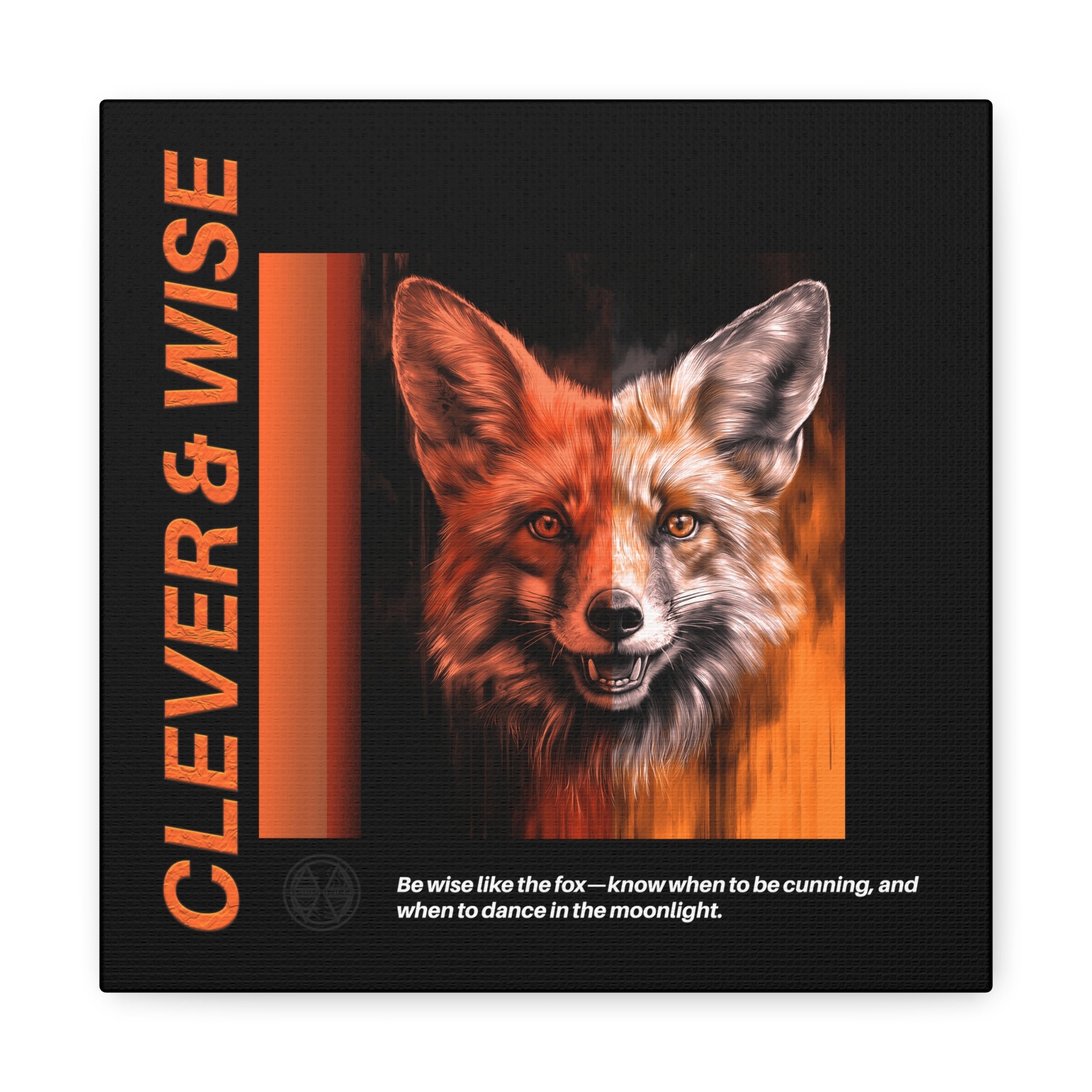 Fox Canvas Art, Inspirational & Wise Wall Decor, Nature Gift, Wildlife, Abstract Animal Artwork, Clever Motivational Matte Canvas