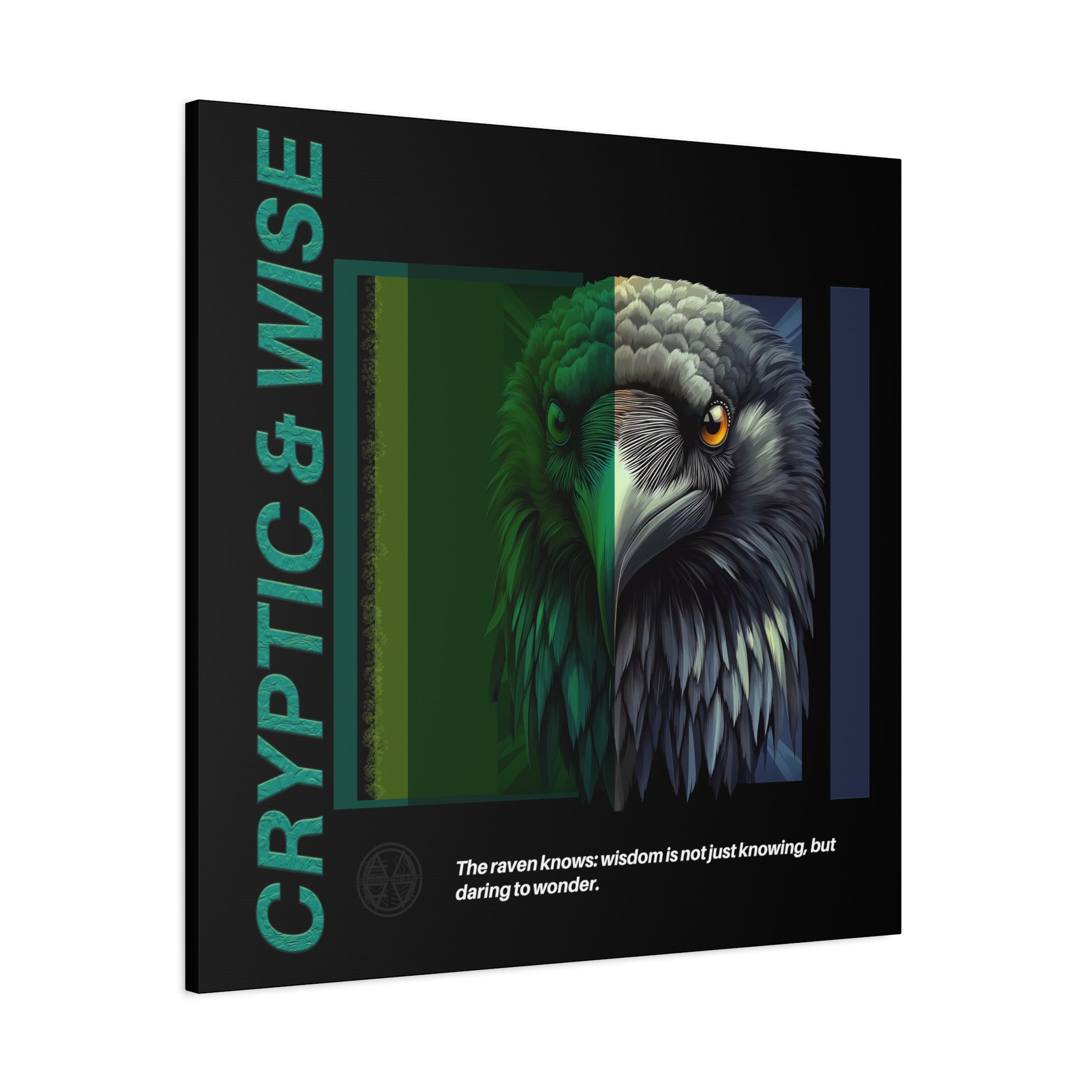 Canvas Art, Cryptic & Wise Wall Decor, Inspirational Raven, Motivational Home Decor, Nature-Themed Gift, Abstract Animal Artwork, Wildlife,