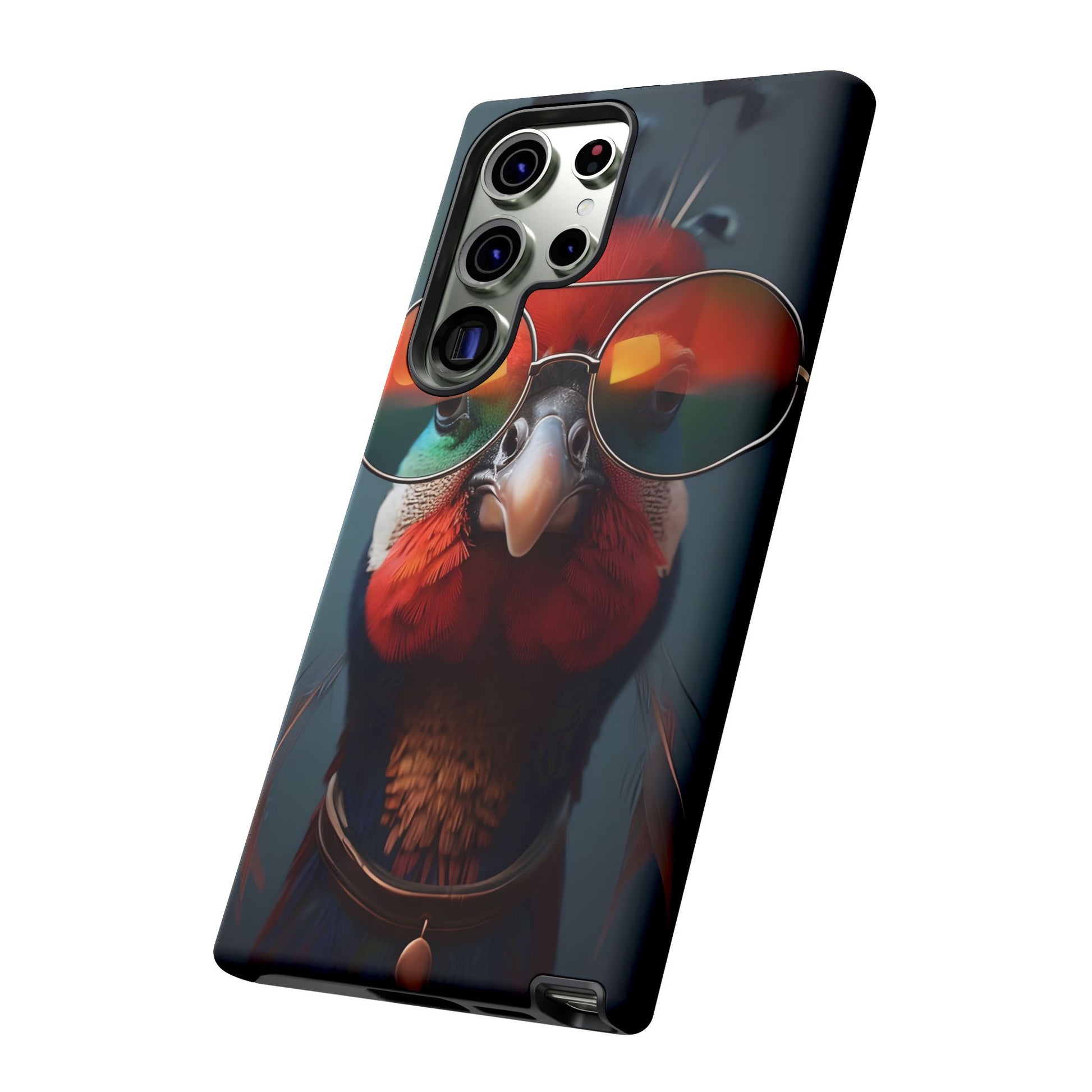 Phone Cases, Bright Exotic Bird in Cool Sunglasses, Protective Tough Cover, Tropical Animal Print, Unique Gift for Bird Lovers, Accessories