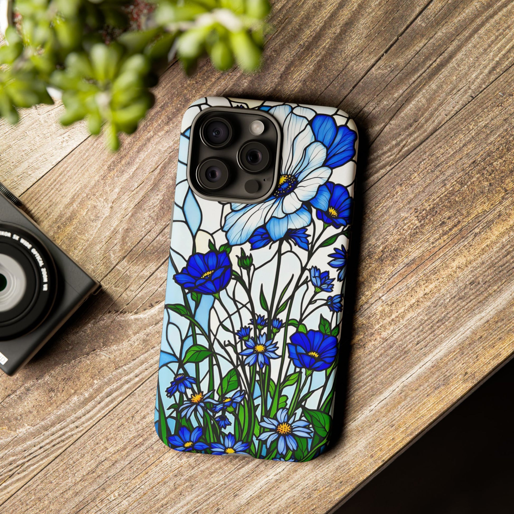 Botanical Stained Glass Tough Case - Floral Phone Cover, Protective Phone Case, Flower Pattern Phone Shell, Nature Inspired Smartphone Case,