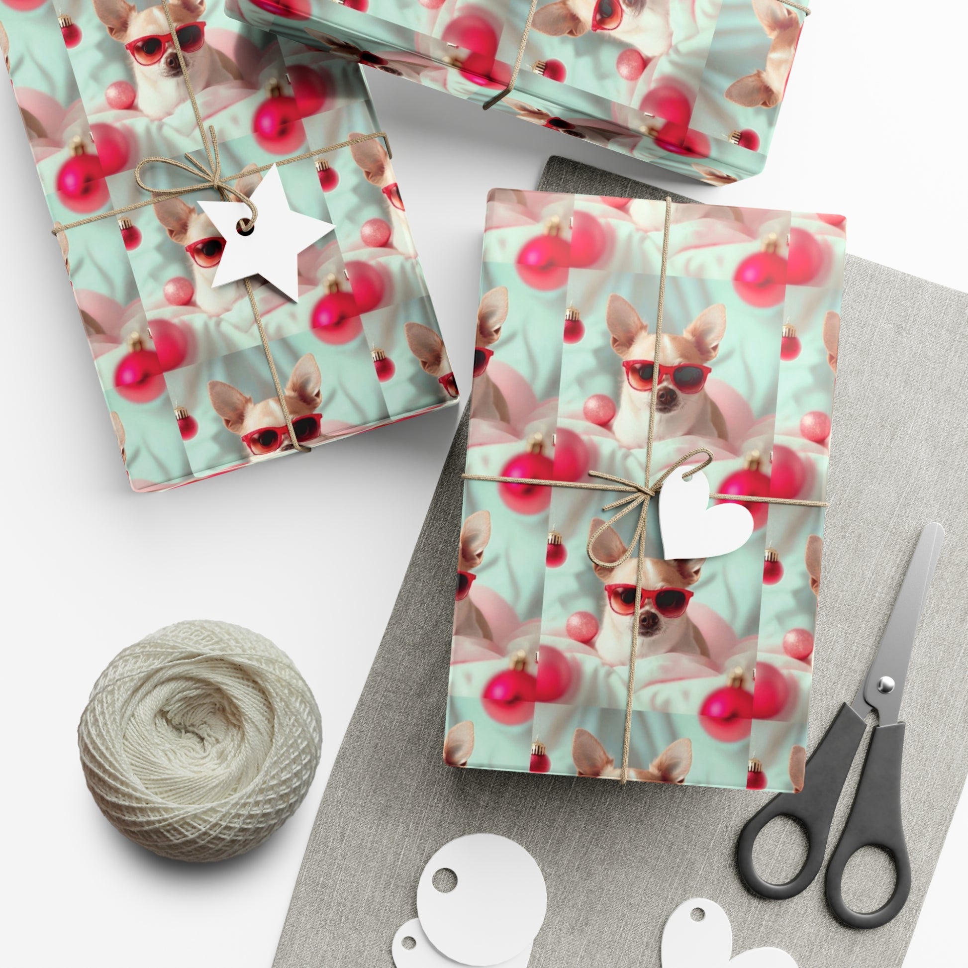Gift Wrap Papers, Chihuahua In Sunglasses Over Soft Pastel - Wrapping Sheets, Cute Dog Lover Gift, Animal Print, Pet Owner Supplies, Pastel