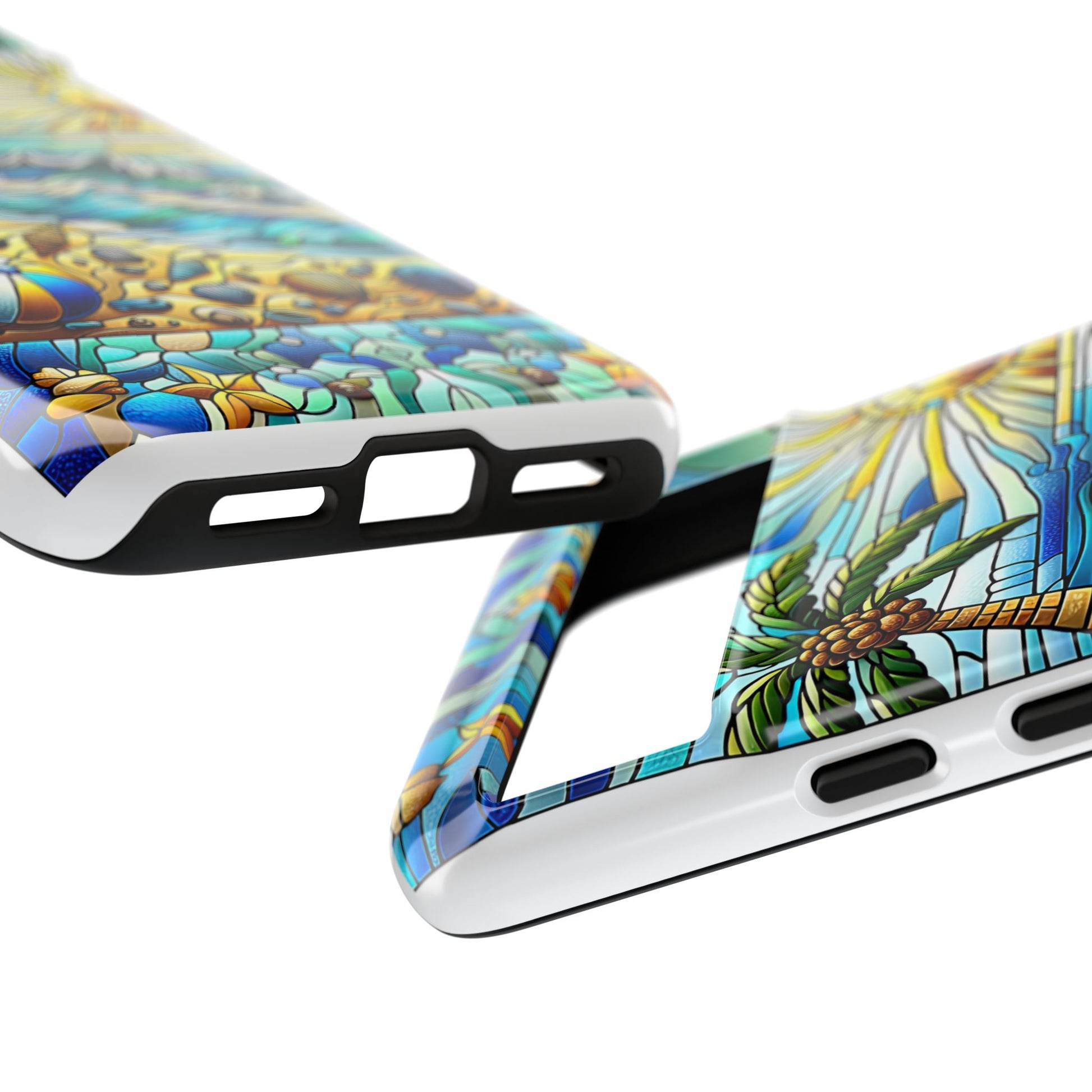 Stained Glass Tough Case, Protective Phone Case, Nature Inspired Smartphone Case, Summer Beach Play Day Phone Cover, Tough Phone Case for