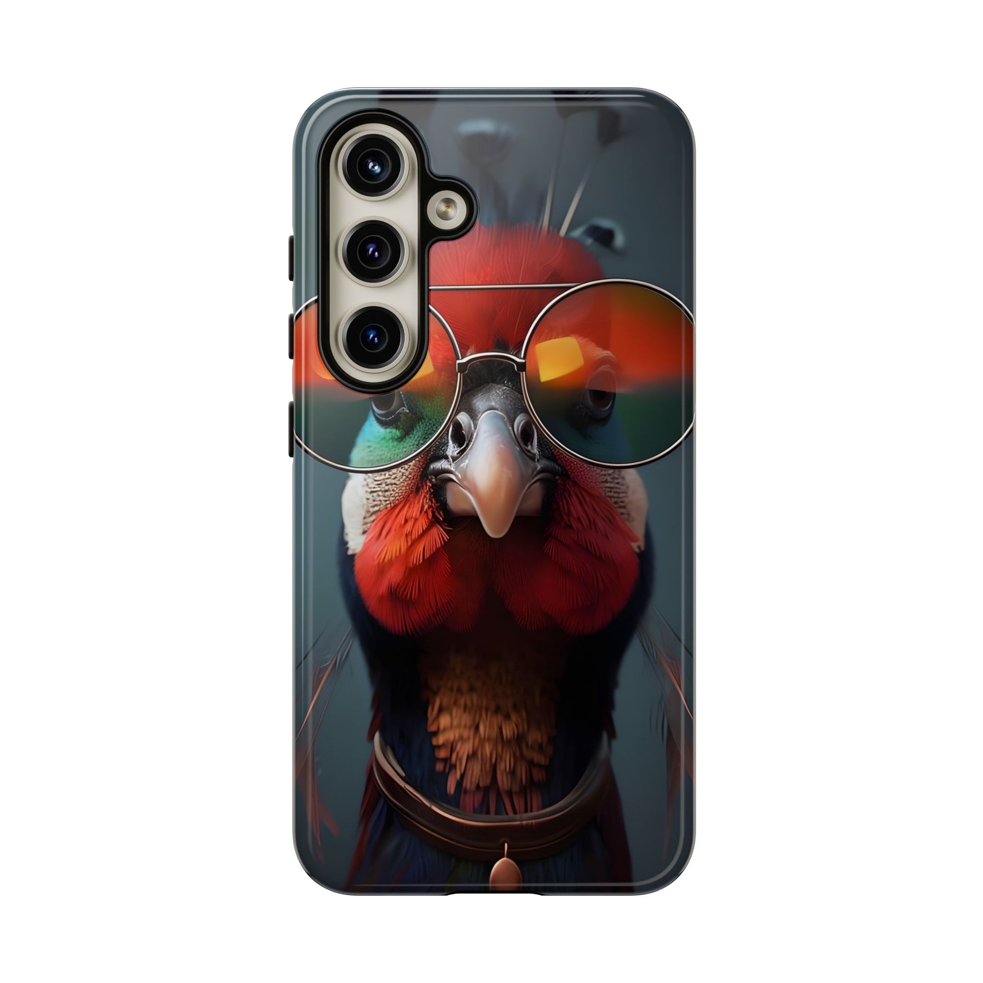 Phone Cases, Bright Exotic Bird in Cool Sunglasses, Protective Tough Cover, Tropical Animal Print, Unique Gift for Bird Lovers, Accessories