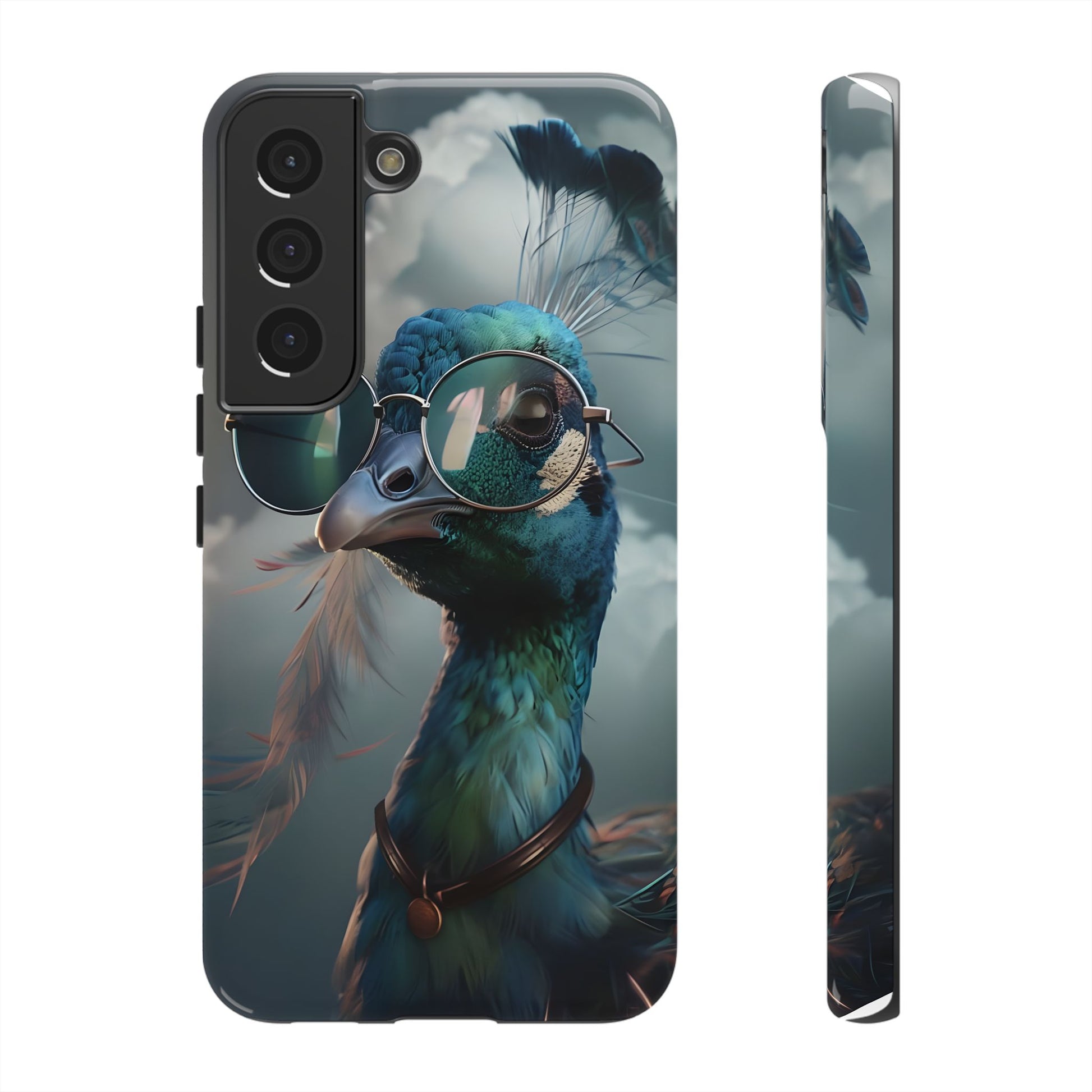 Phone Case, Peacock Design, Neon Lighting, Unique Gift, Hard Shell Cover, Protective Sleeve