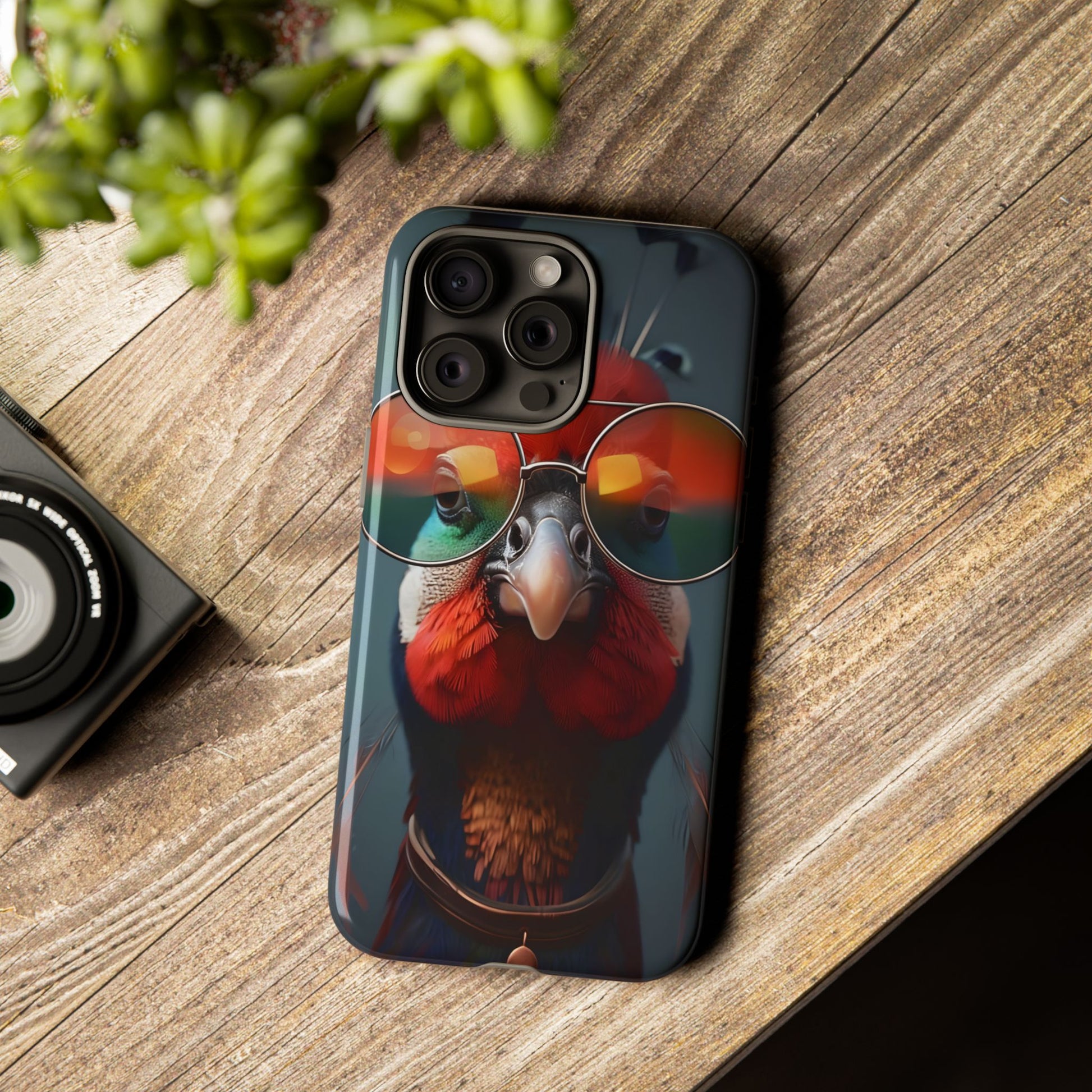 Phone Cases, Bright Exotic Bird in Cool Sunglasses, Protective Tough Cover, Tropical Animal Print, Unique Gift for Bird Lovers, Accessories