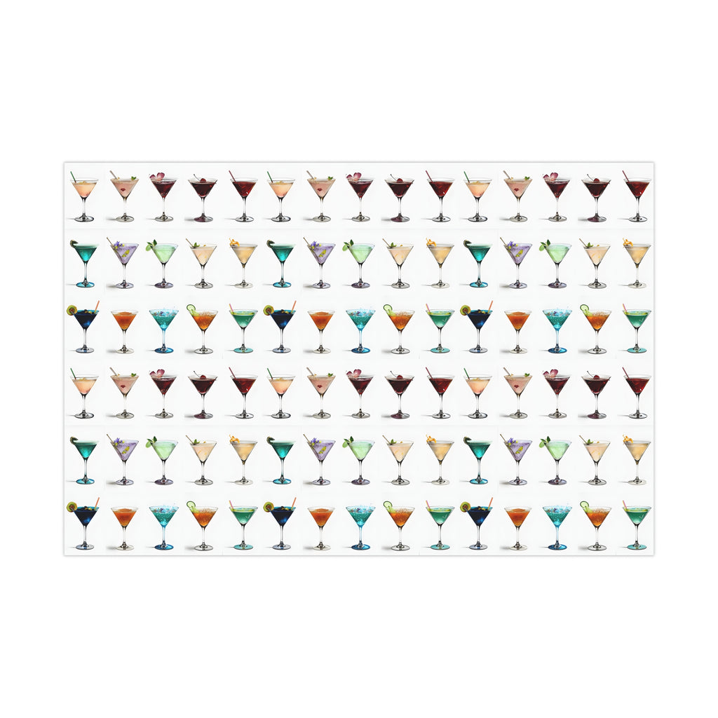 Wrapping Paper, Colorful Martinis On White Background - Gift Wrap Rolls, Eco-Friendly Gift Wrap, Holiday