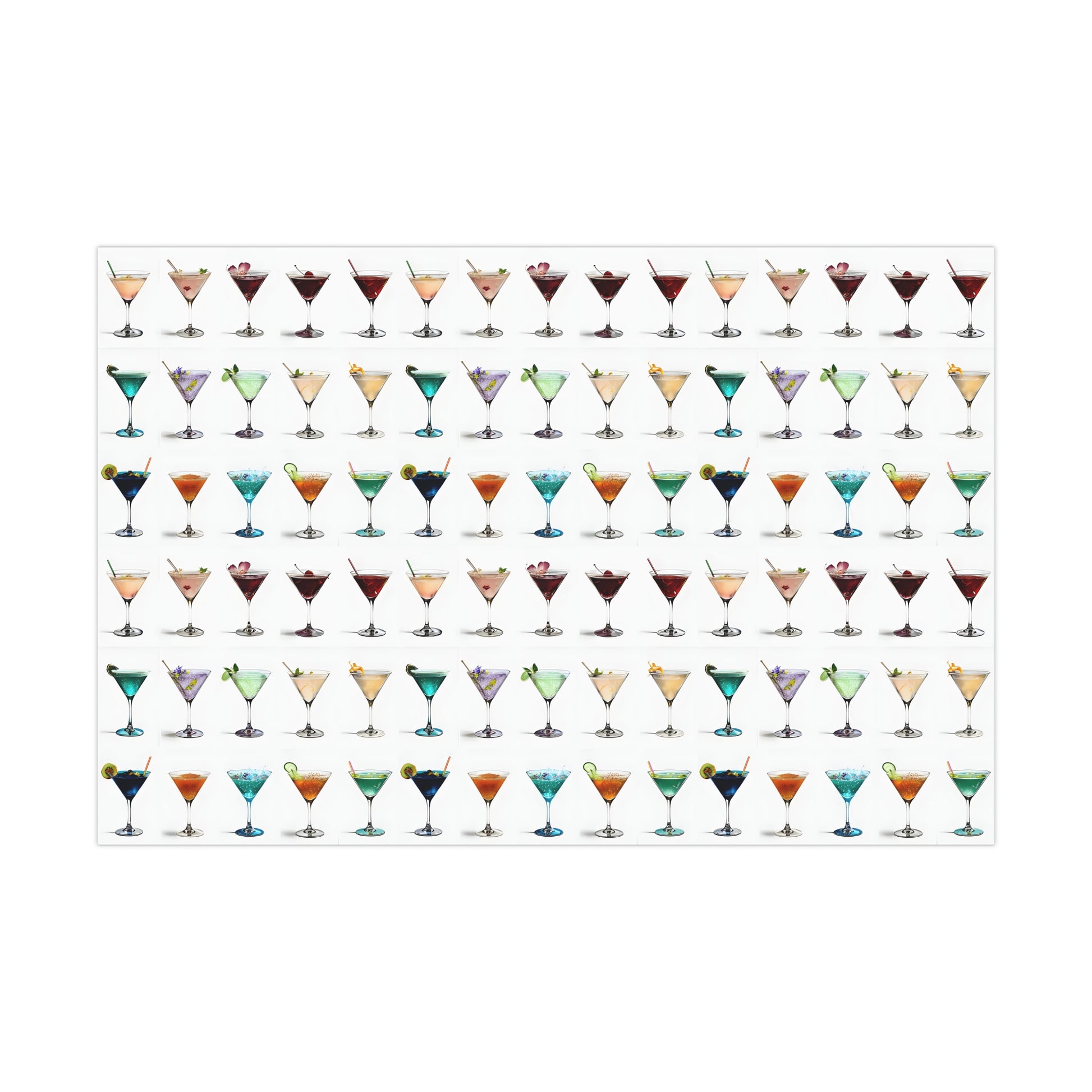 Wrapping Paper, Colorful Martinis On White Background - Gift Wrap Rolls, Eco-Friendly Gift Wrap, Holiday