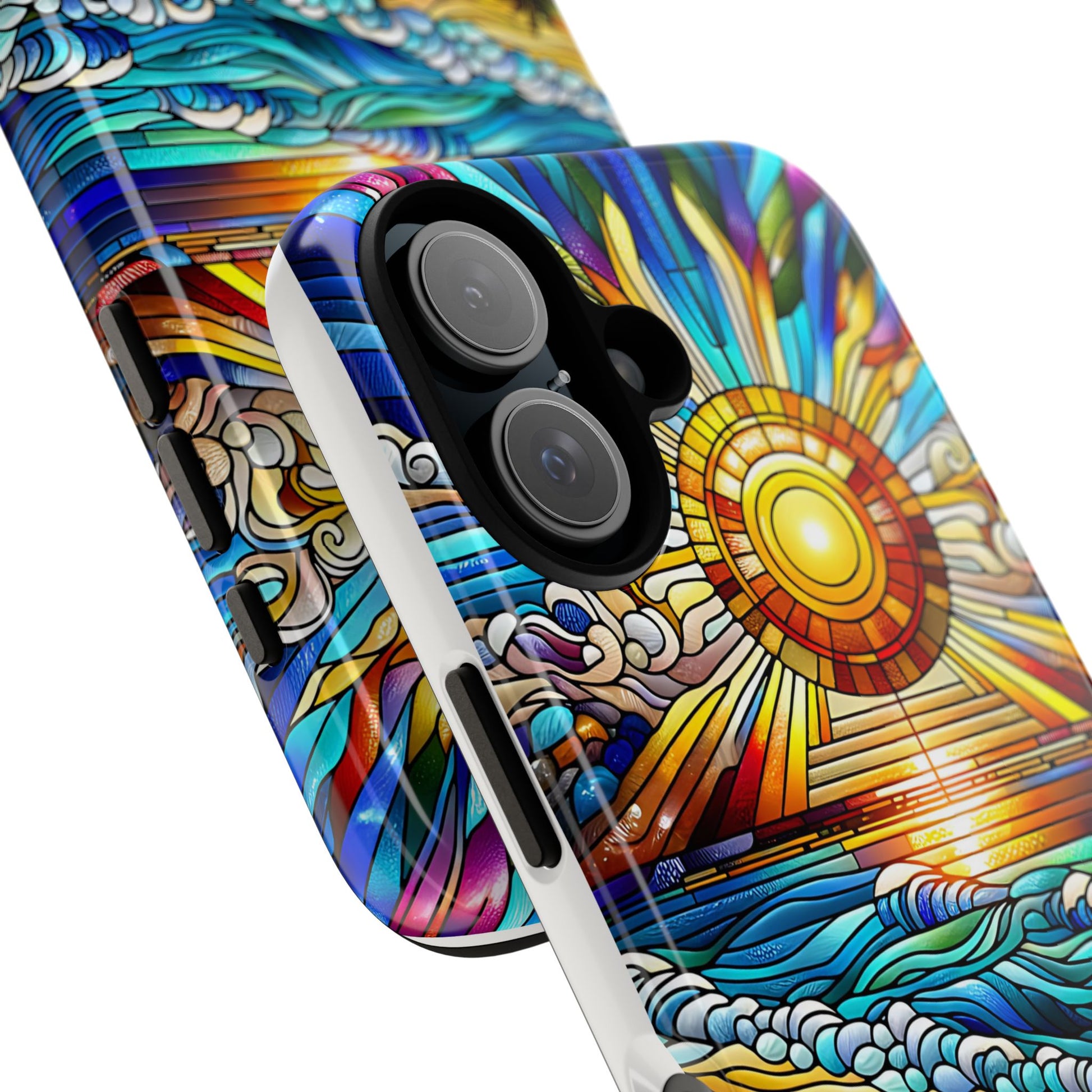 Stained Glass Tough Cases, Protective Phone Case, Nature Inspired Smartphone Cover, Beach Day Summer Accessories, Ocean Lover Gift