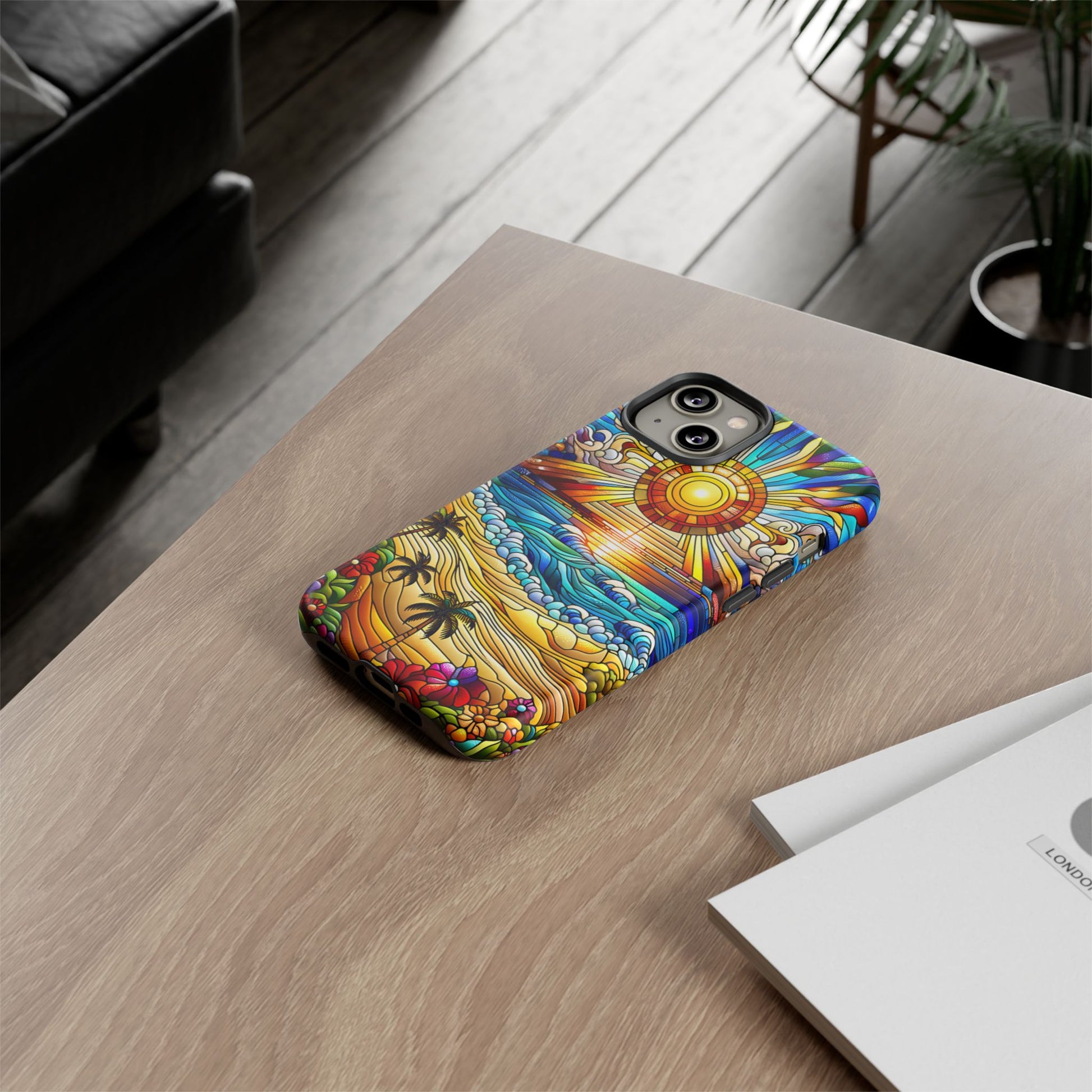 Stained Glass Tough Cases, Protective Phone Case, Nature Inspired Smartphone Cover, Beach Day Summer Accessories, Ocean Lover Gift