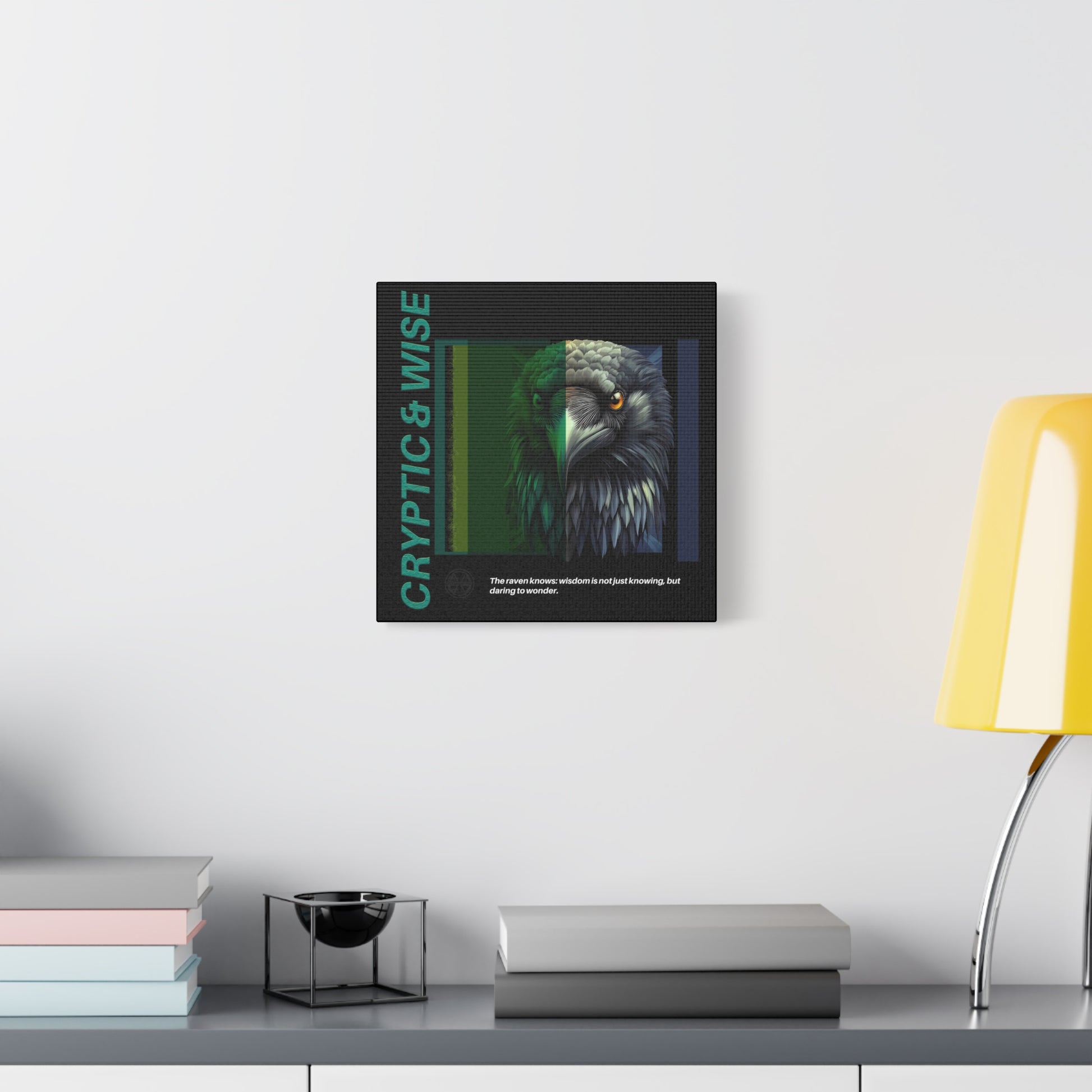 Canvas Art, Cryptic & Wise Wall Decor, Inspirational Raven, Motivational Home Decor, Nature-Themed Gift, Abstract Animal Artwork, Wildlife,