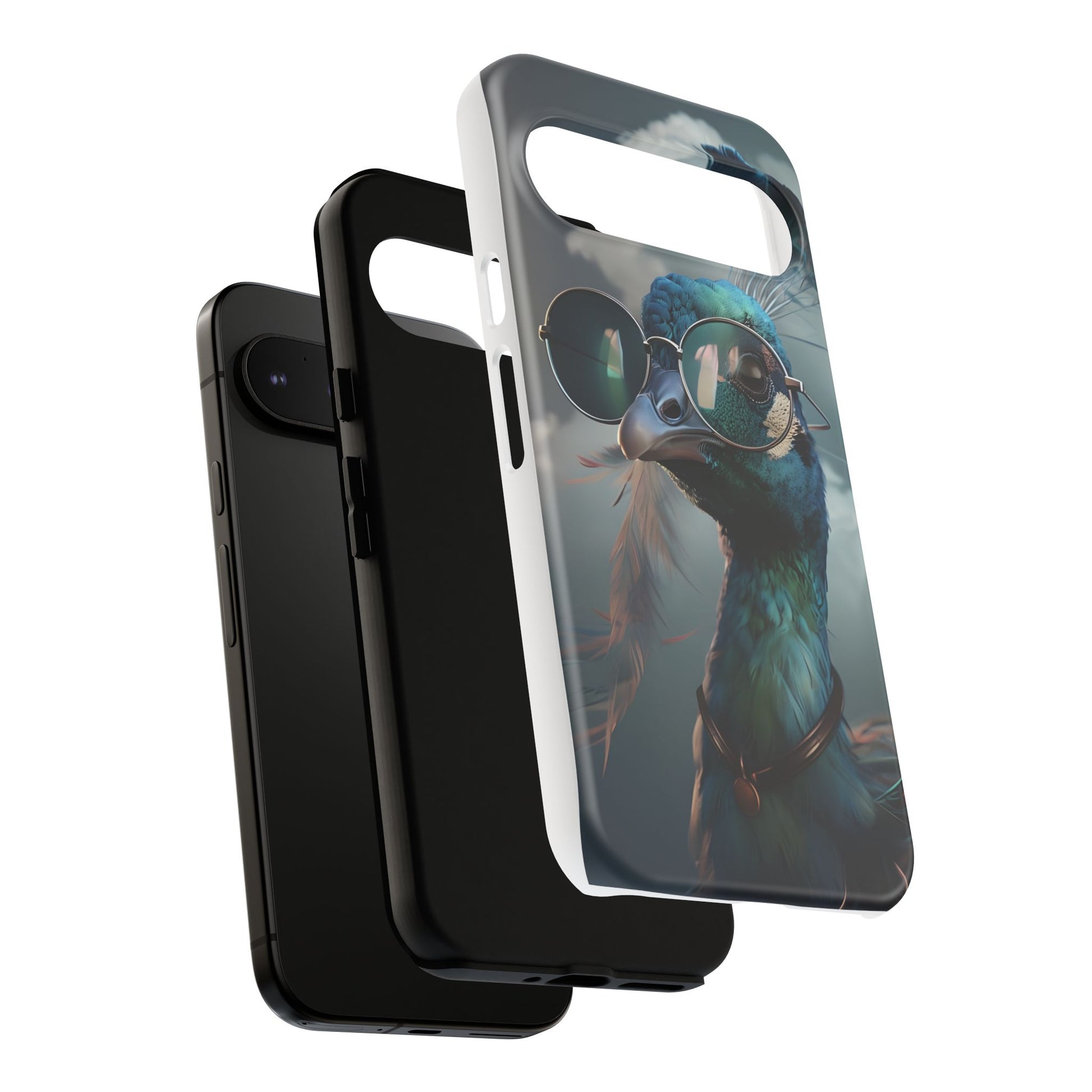 Phone Case, Peacock Design, Neon Lighting, Unique Gift, Hard Shell Cover, Protective Sleeve