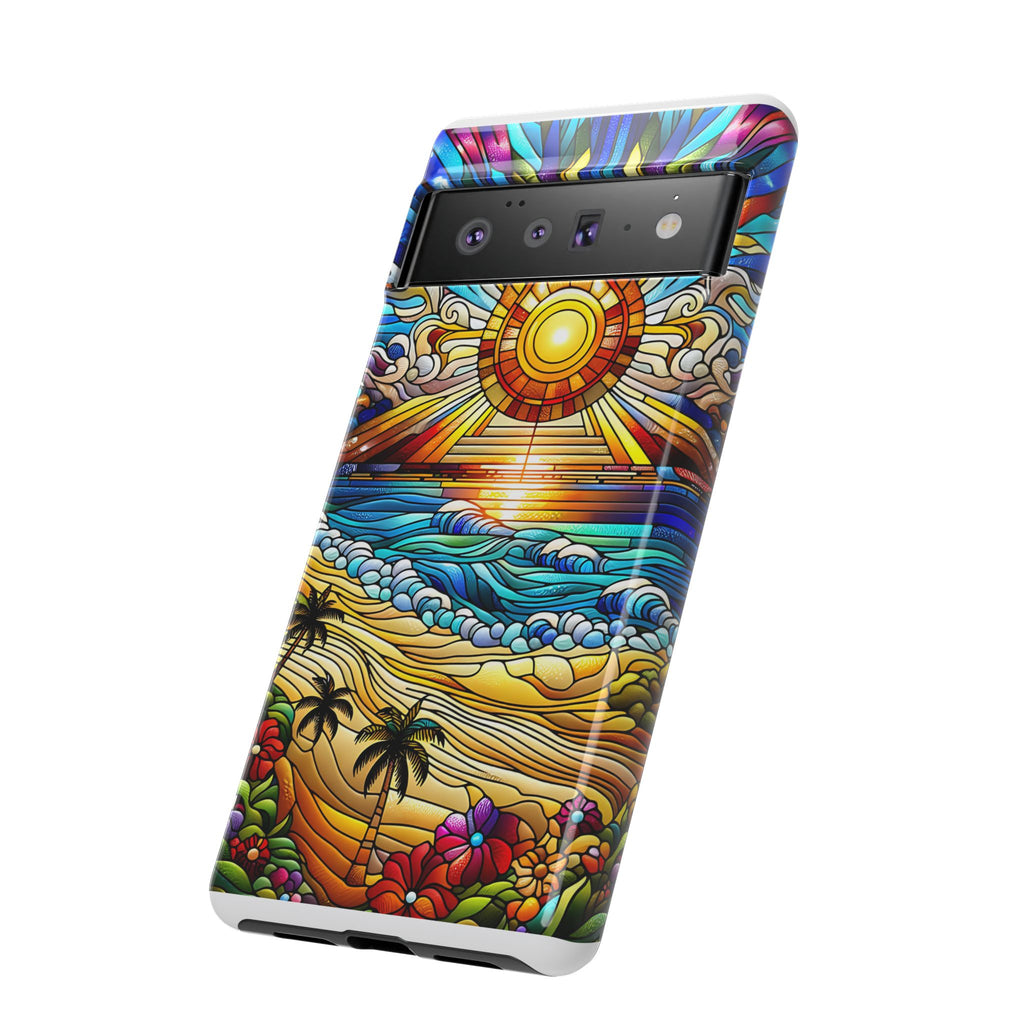 Stained Glass Tough Cases, Protective Phone Case, Nature Inspired Smartphone Cover, Beach Day Summer Accessories, Ocean Lover Gift