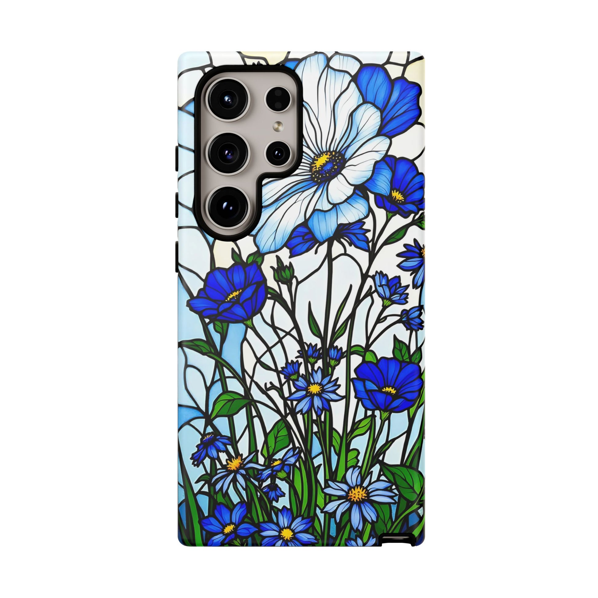 Botanical Stained Glass Tough Case - Floral Phone Cover, Protective Phone Case, Flower Pattern Phone Shell, Nature Inspired Smartphone Case,