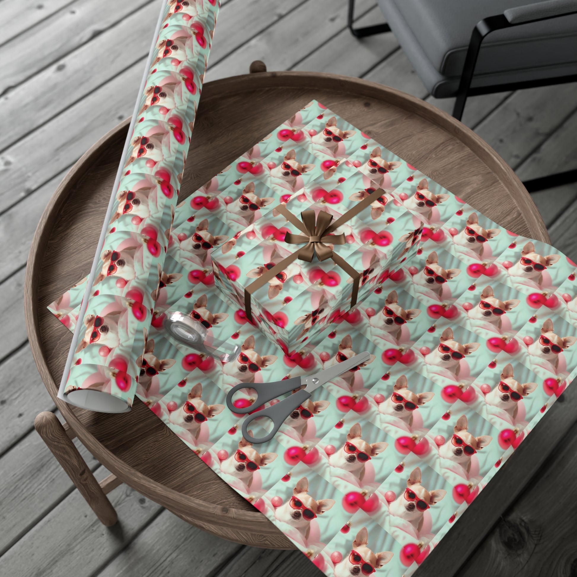 Gift Wrap Papers, Chihuahua In Sunglasses Over Soft Pastel - Wrapping Sheets, Cute Dog Lover Gift, Animal Print, Pet Owner Supplies, Pastel