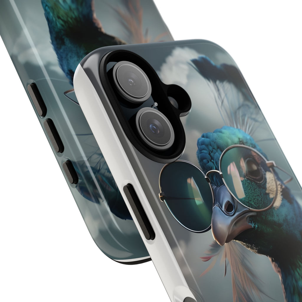 Phone Case, Peacock Design, Neon Lighting, Unique Gift, Hard Shell Cover, Protective Sleeve
