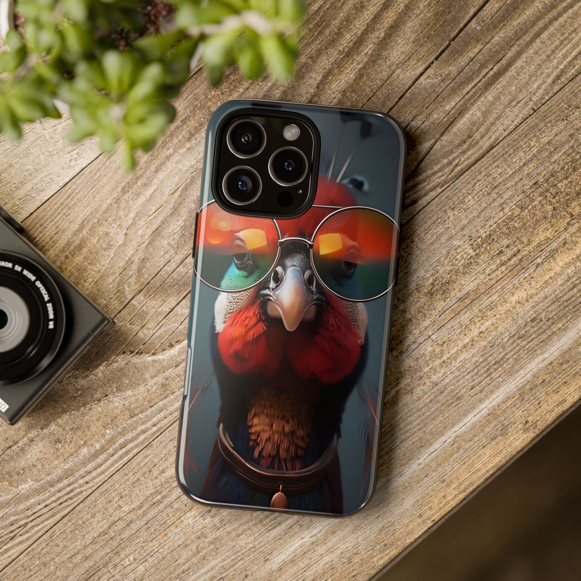 Phone Cases, Bright Exotic Bird in Cool Sunglasses, Protective Tough Cover, Tropical Animal Print, Unique Gift for Bird Lovers, Accessories