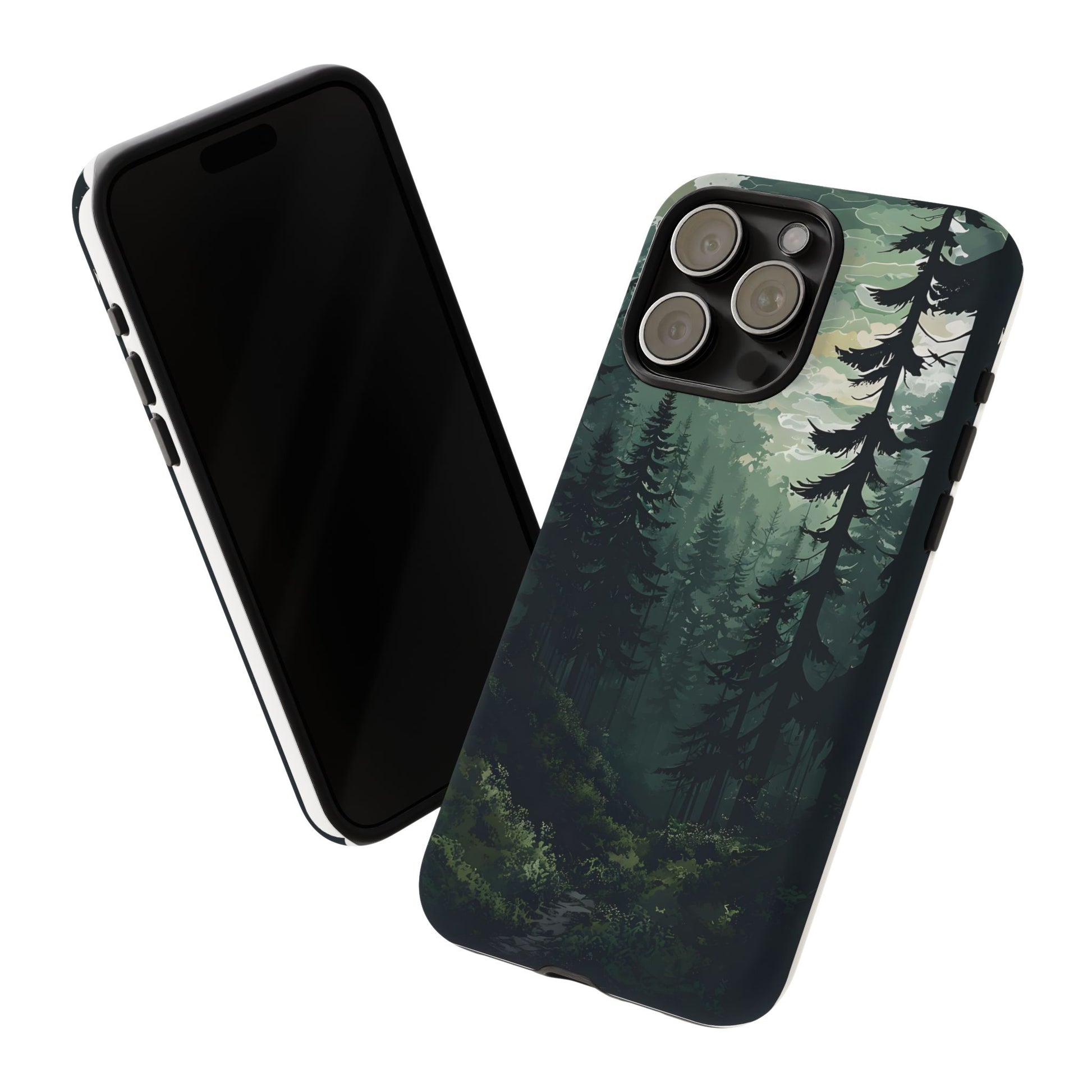 Phone Case, Serene Forest Landscape Digital Illustration Phone Case Cover, Tough Protective Cover, Unique Gift, Trendy