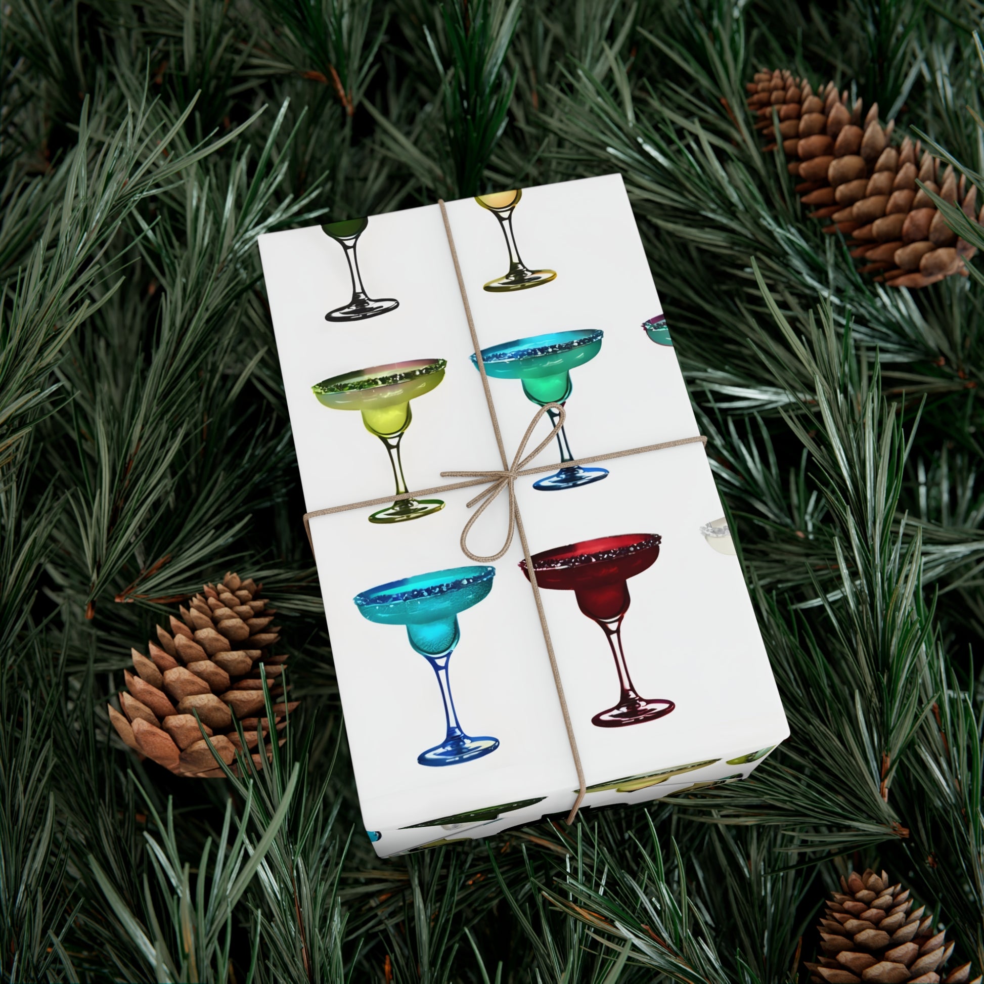 Wrapping Paper, Colorful Margaritas On White Background - Gift Wrap Rolls, Eco-Friendly Gift Wrap, Holiday