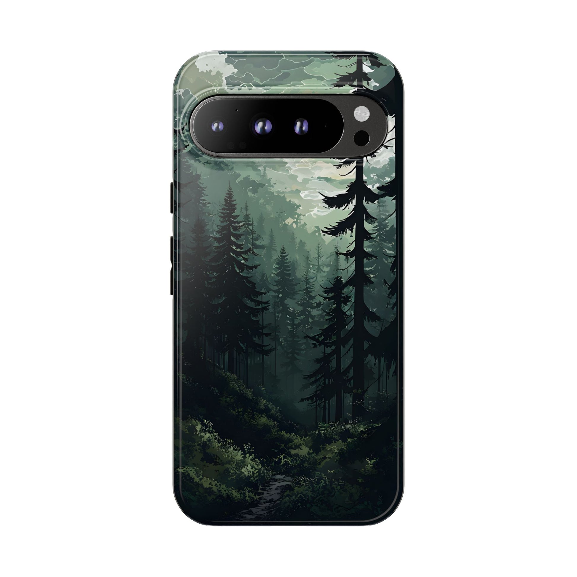 Phone Case, Serene Forest Landscape Digital Illustration Phone Case Cover, Tough Protective Cover, Unique Gift, Trendy