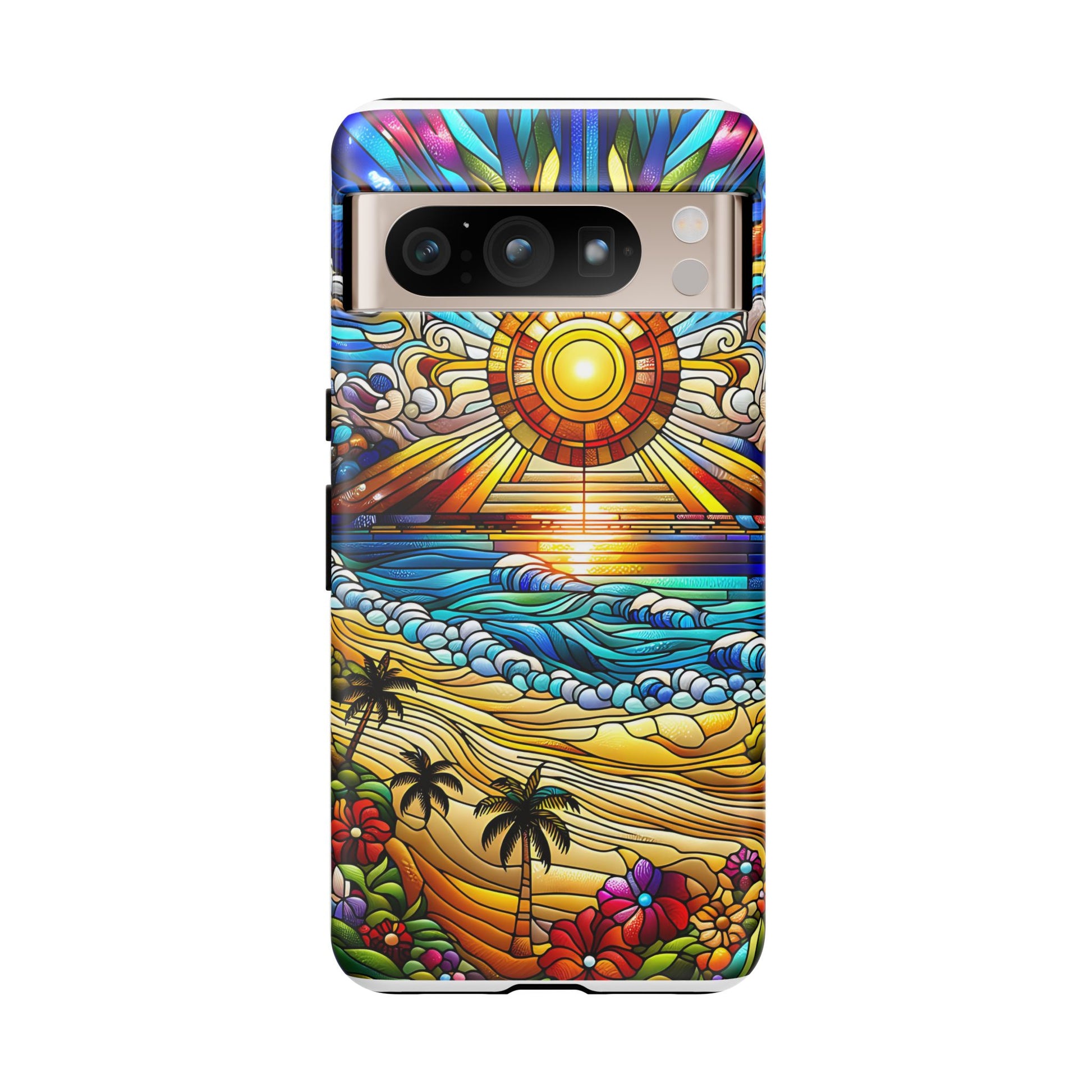 Stained Glass Tough Cases, Protective Phone Case, Nature Inspired Smartphone Cover, Beach Day Summer Accessories, Ocean Lover Gift