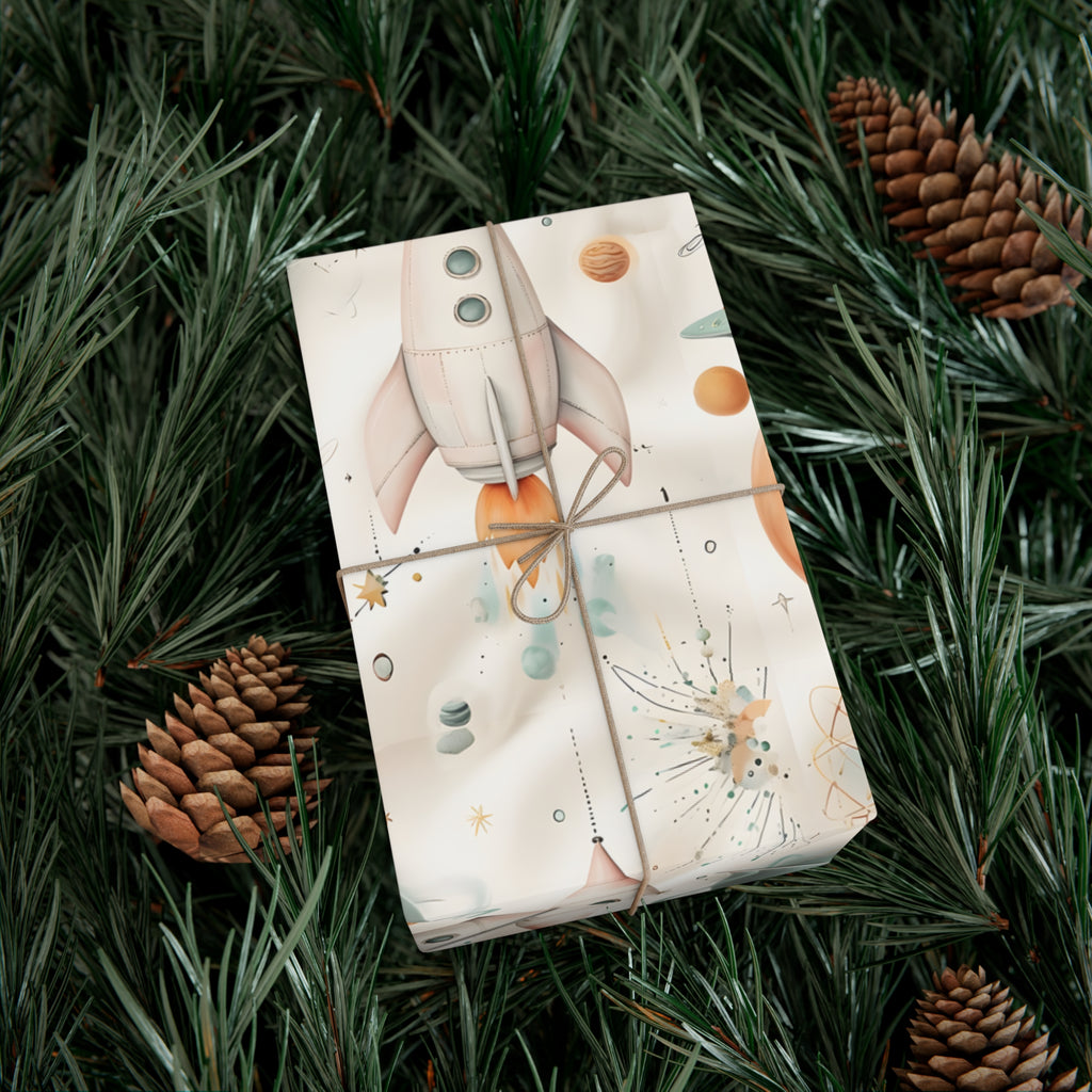 Gift Wrap Papers, Retro Futuristic Pattern, Whimsical Elements, Holiday Gift Wrap, Decorative Wrapping Paper, Gift Packaging Supplies