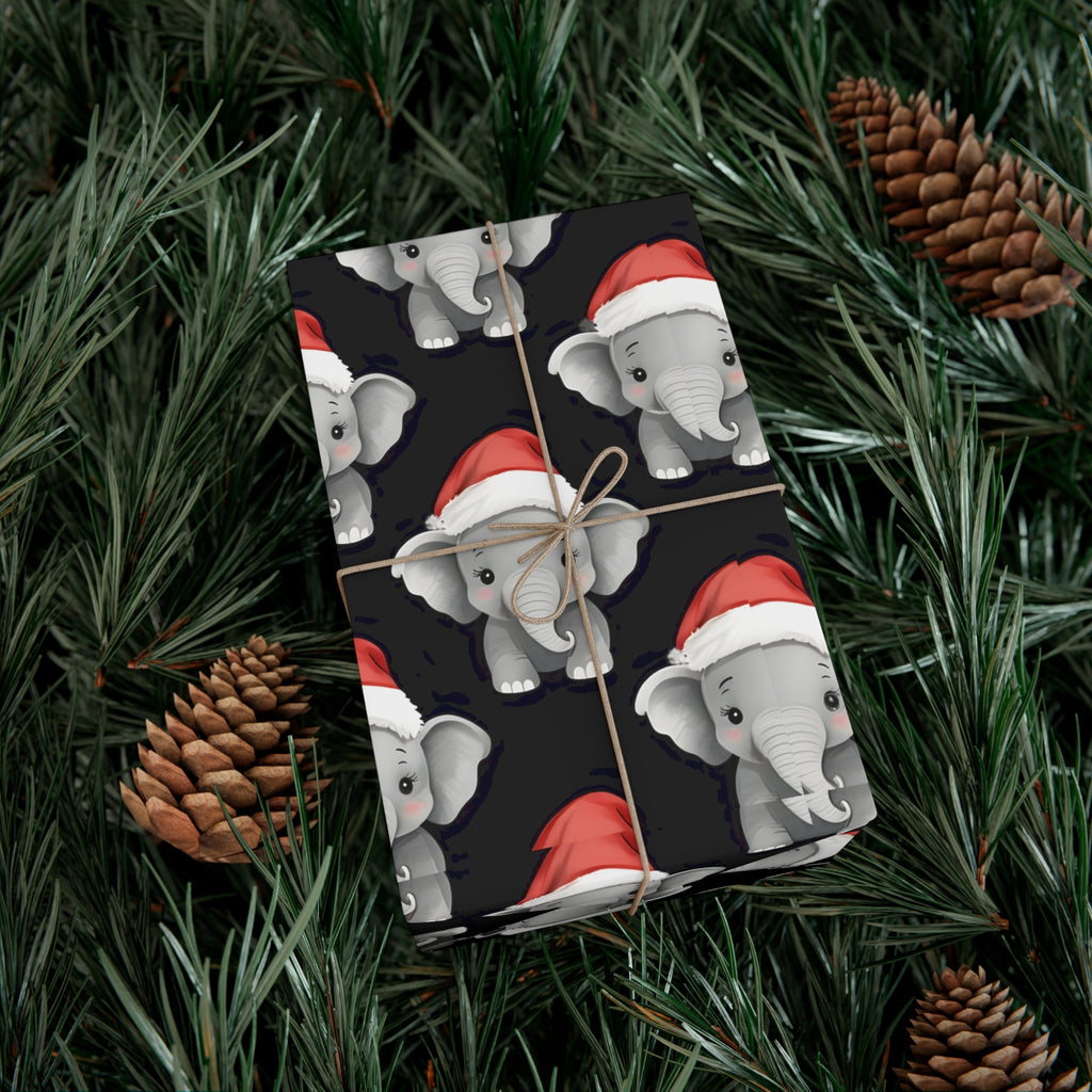 Gift Wrap Papers, Adorable Baby Elephants in Santa Hats - Cute Holiday Wrapping Paper, Christmas Gift Wrap, Festive Gift Wrap Sheets,