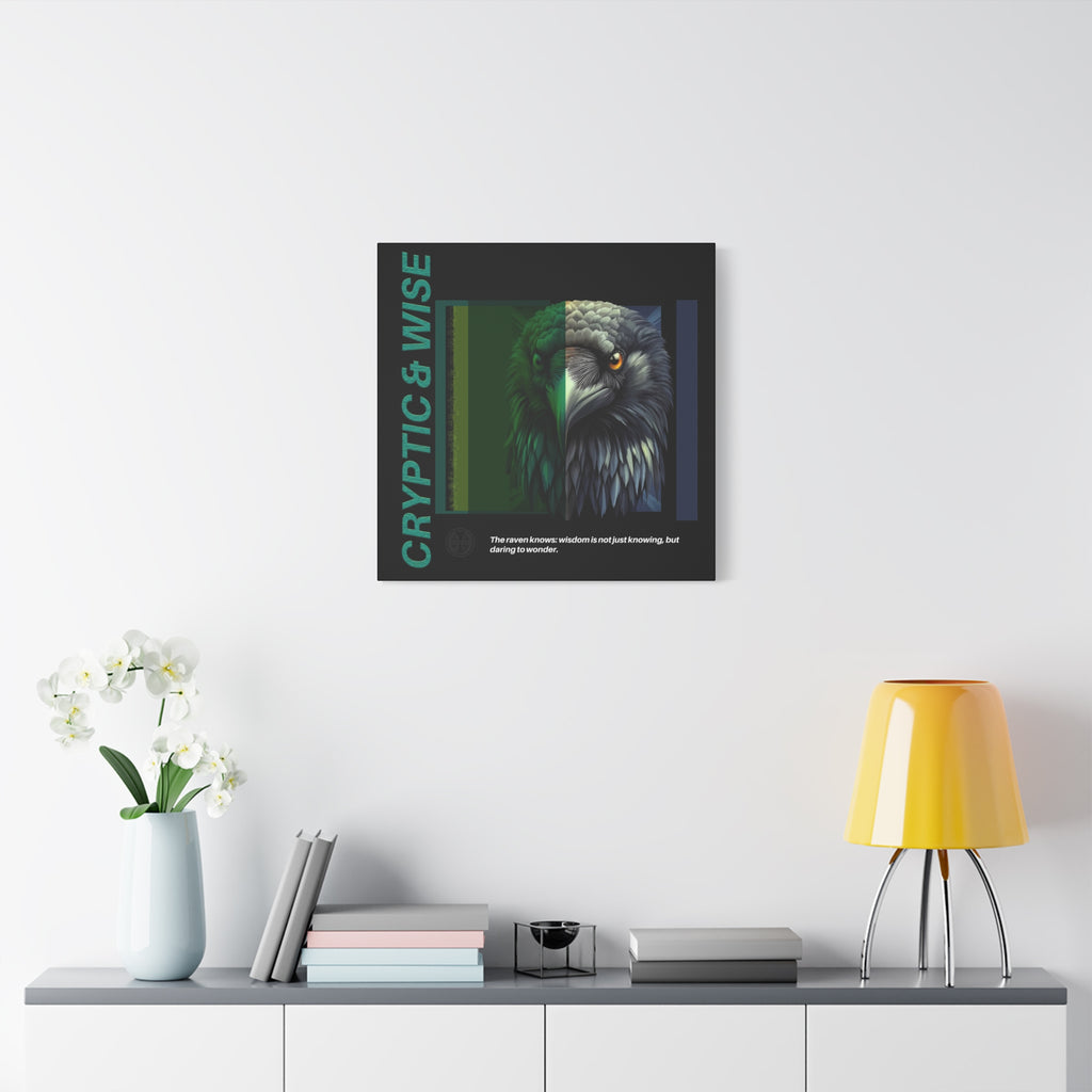 Canvas Art, Cryptic & Wise Wall Decor, Inspirational Raven, Motivational Home Decor, Nature-Themed Gift, Abstract Animal Artwork, Wildlife,